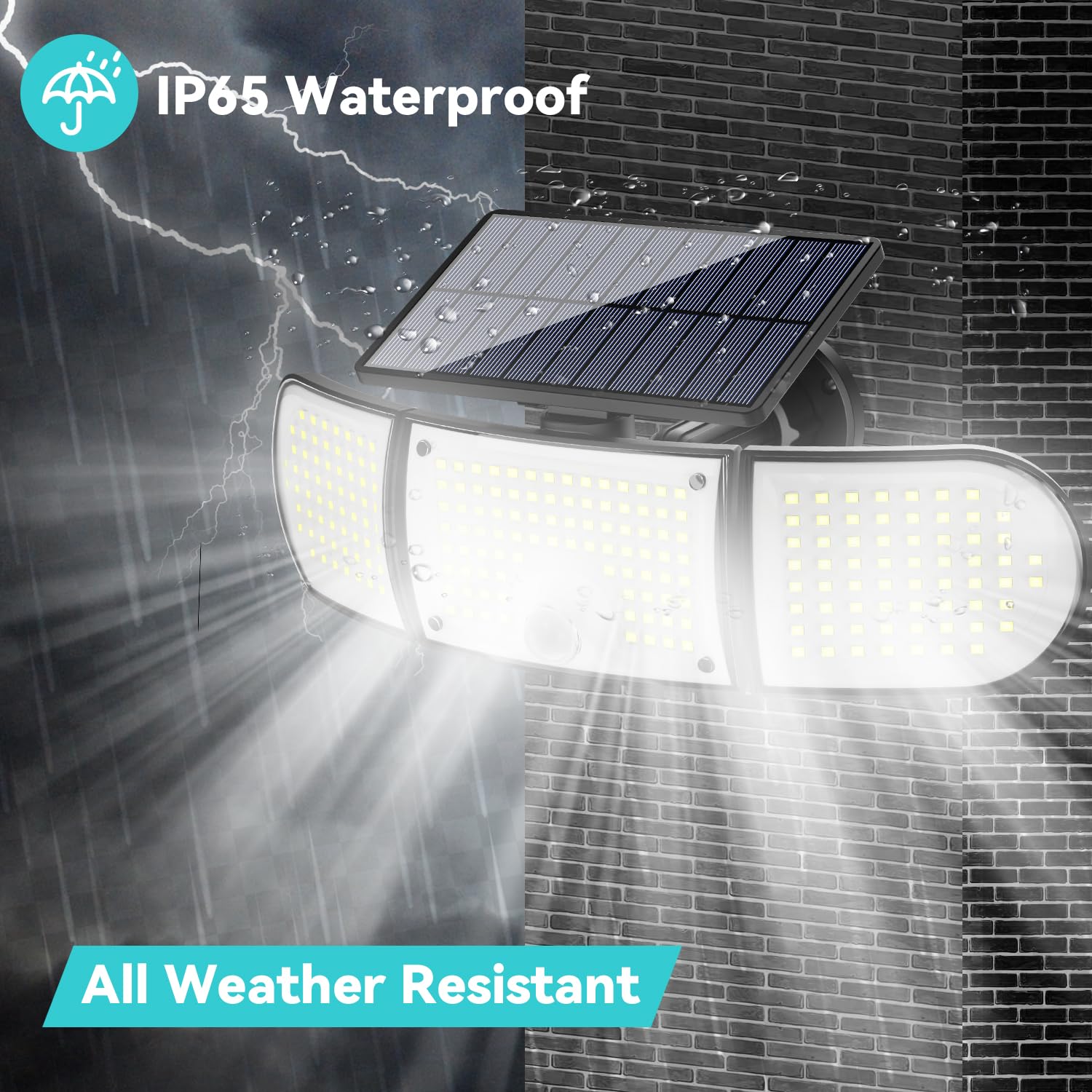IYGR Solar Outdoor Lights, 3000LM 218 LED Motion Sensor Lights with Remote Control, IP65 Waterproof,270 Wide Angle Flood Wall Li