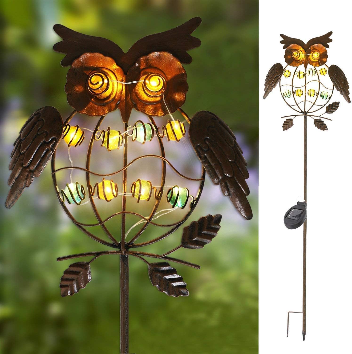 Take Me Garden Solar Lights Outdoor,Solar Powered Stake Lights - Metal Owl Led Decorative Garden Lights For Walkway,Pathway,Yard