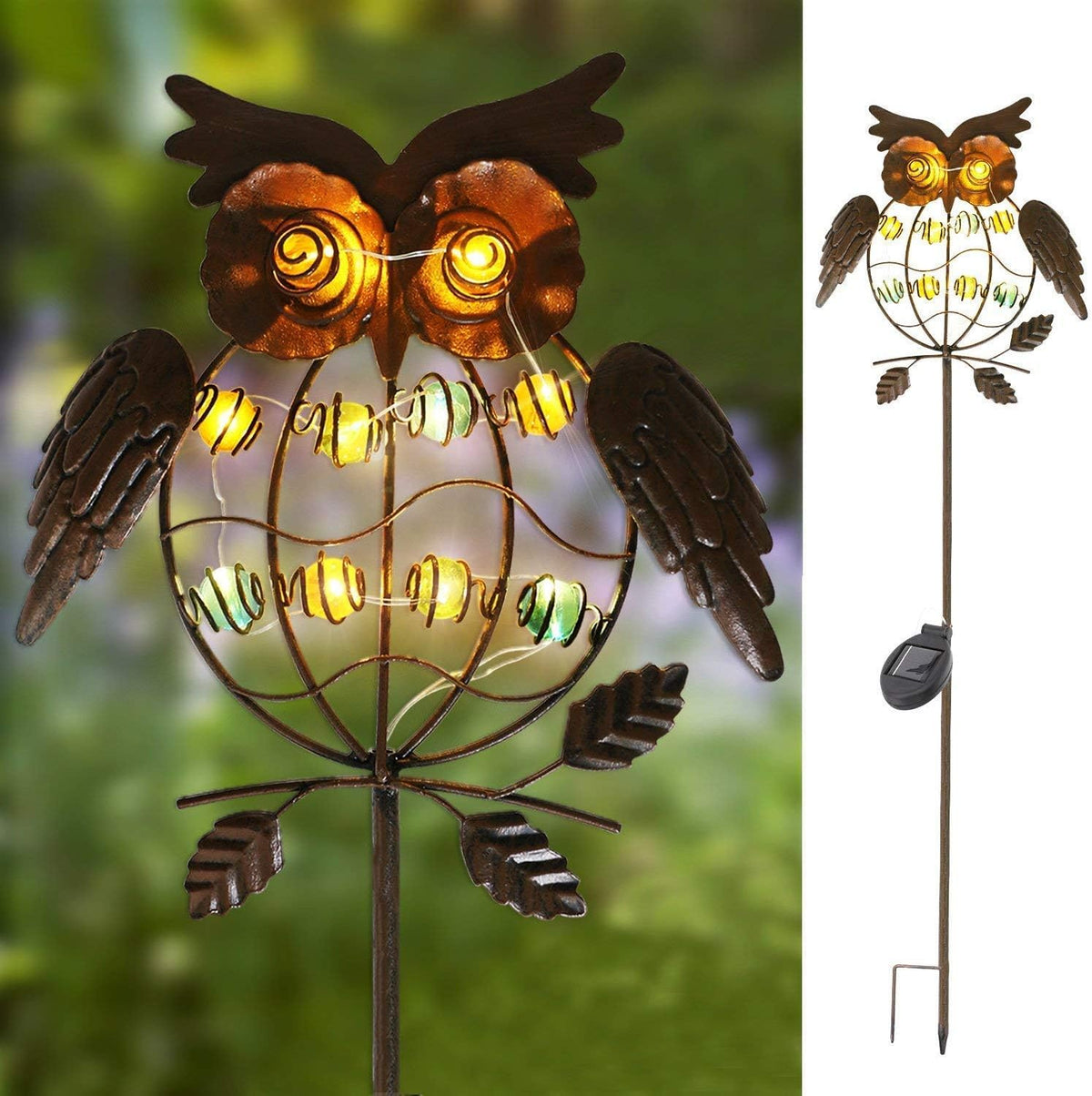 Take Me Garden Solar Lights Outdoor,Solar Powered Stake Lights - Metal Owl Led Decorative Garden Lights For Walkway,Pathway,Yard