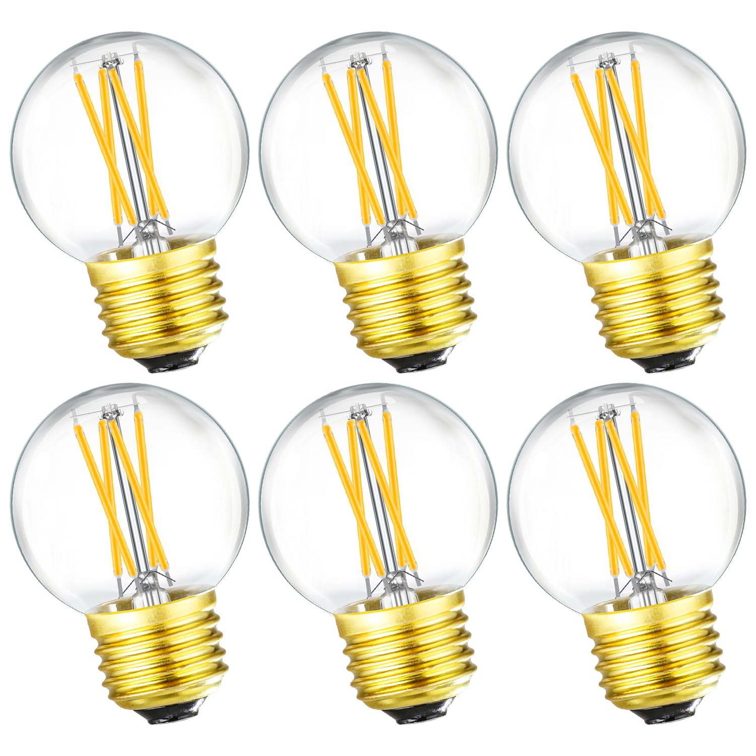 Leools Dimmable Wall Sconces, Edison Bulb G16.5, 4W Clear Glass, Soft White 3000K, E26, 6-Pack, 400lm