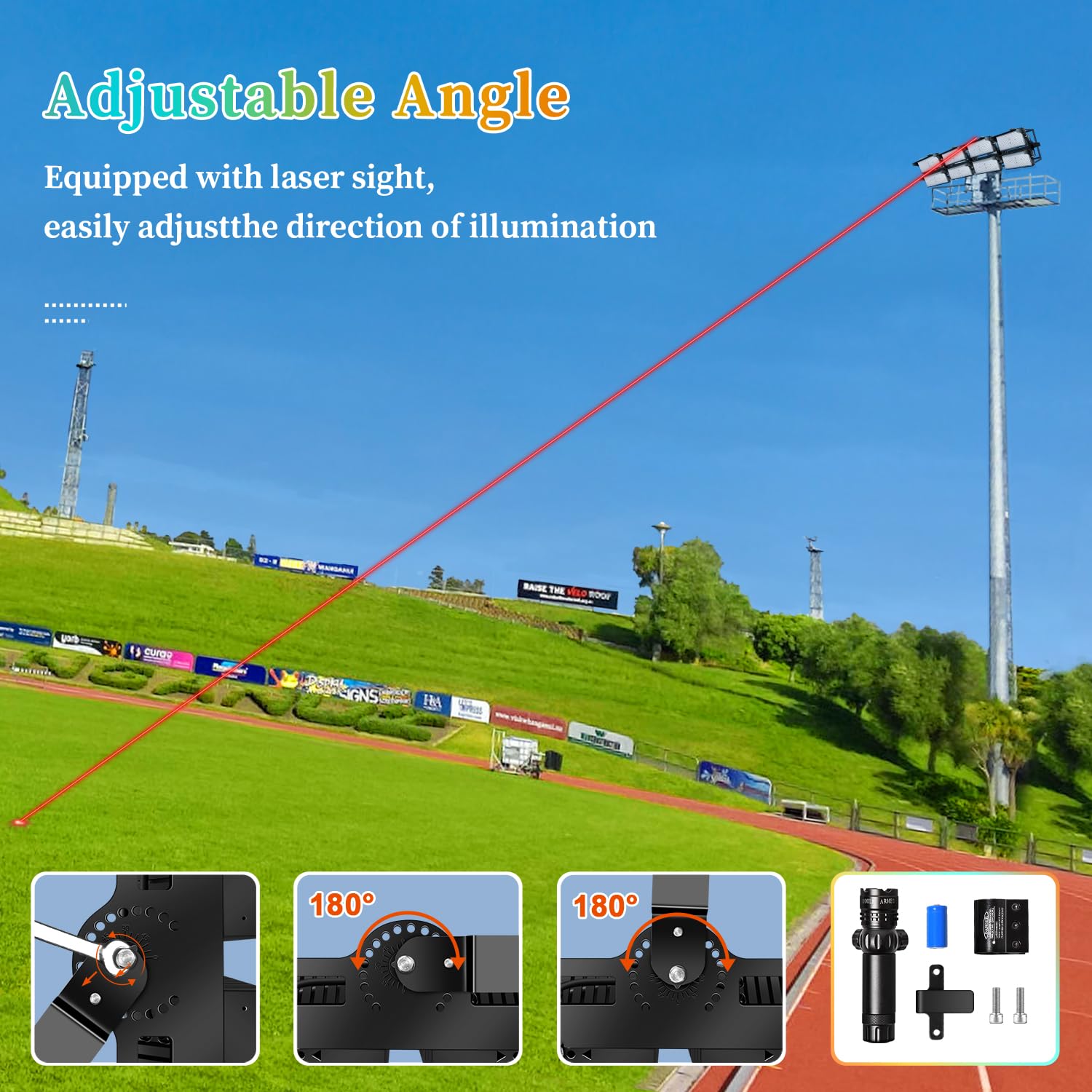 Juyace 900W LED Stadium Light - 117000lm Super Bright Flood Lighting, IP65 Waterproof, Black, Model KU1602