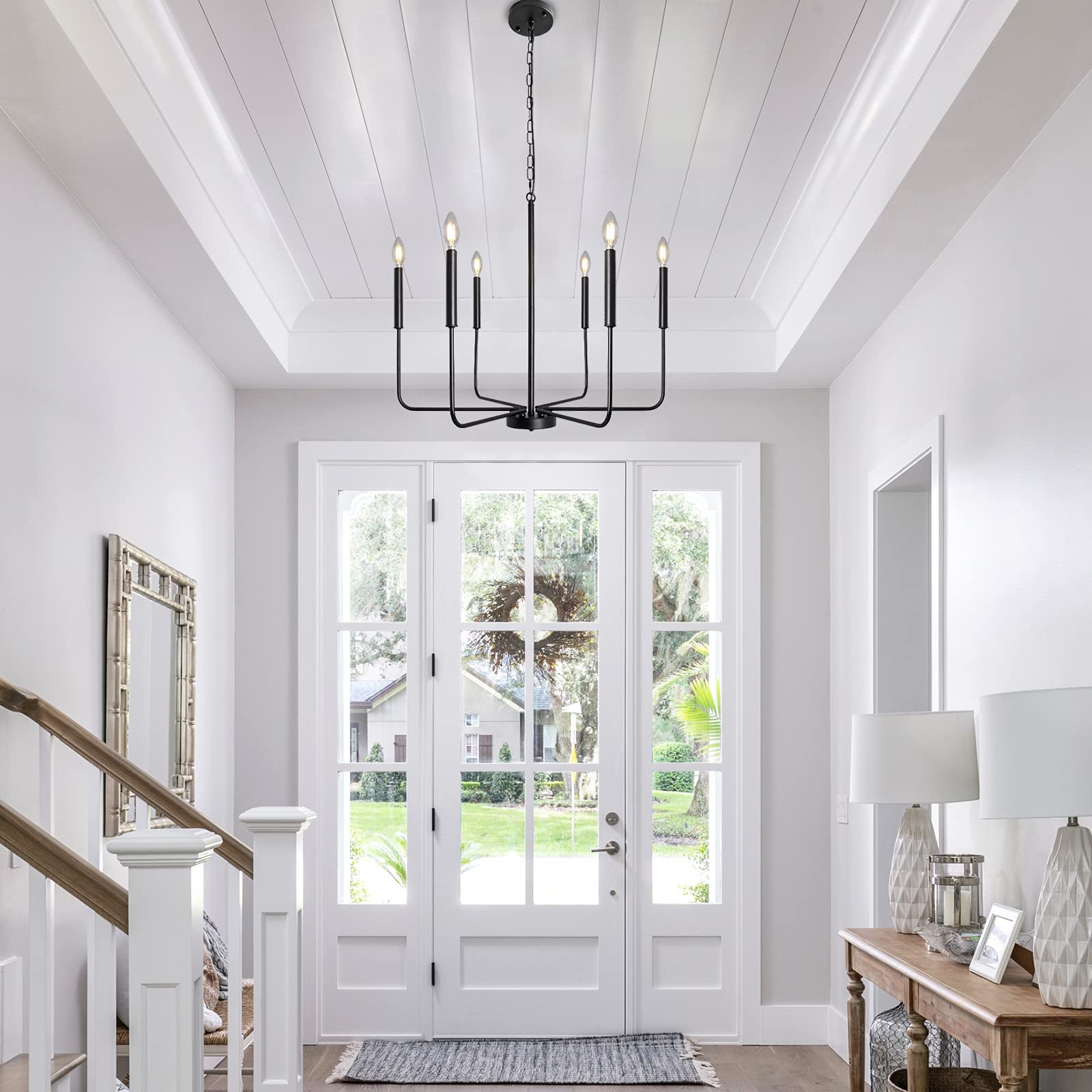 Alisadaboy Black 6-Light Farmhouse Chandelier - Rustic Pendant Lighting For Dining Room & Kitchen