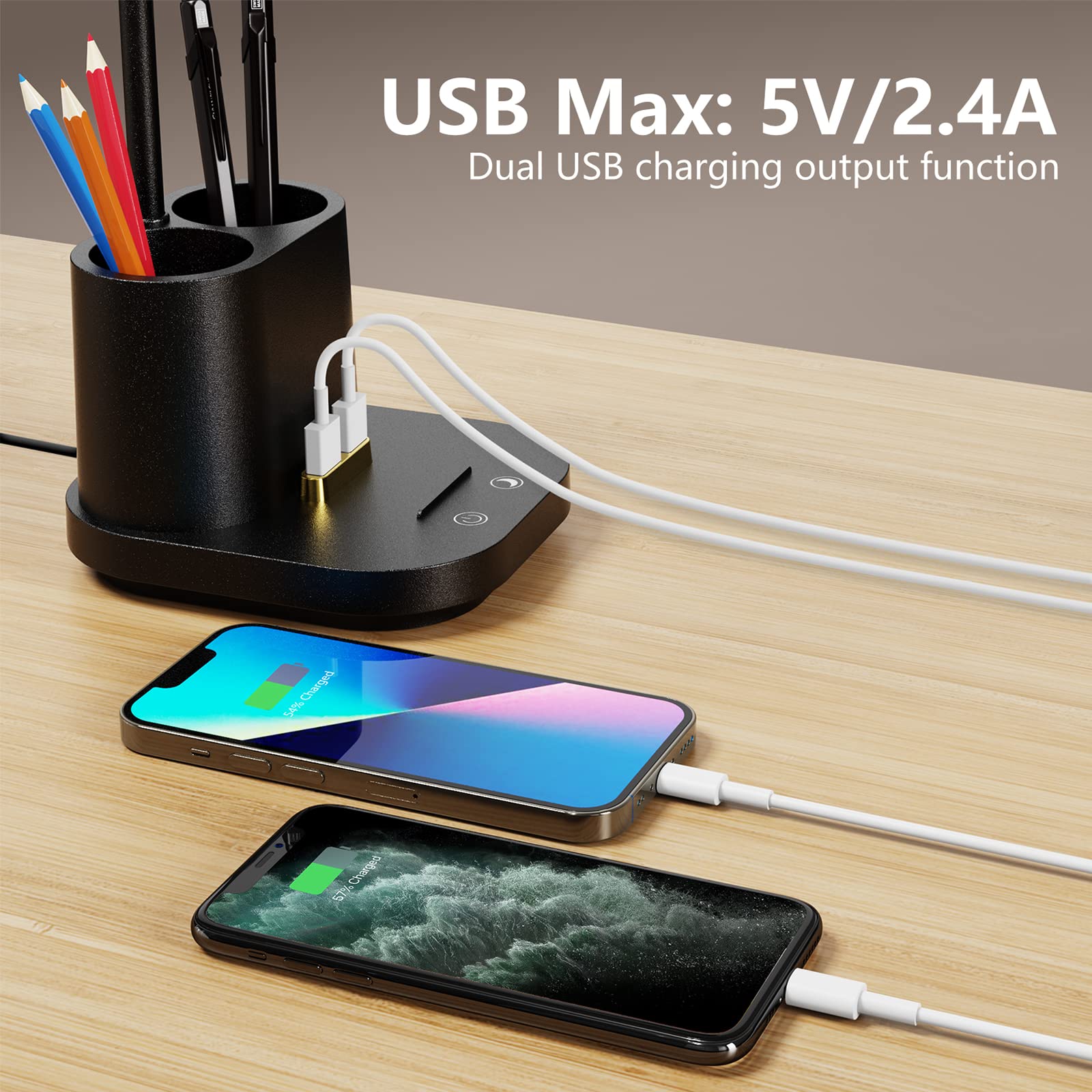 Gondsily Led Desk Lamp With Usb Charging Port Touch Control 3 Color Modes, Stepless Dimming, Home Office Desk Lamp, Led Small De