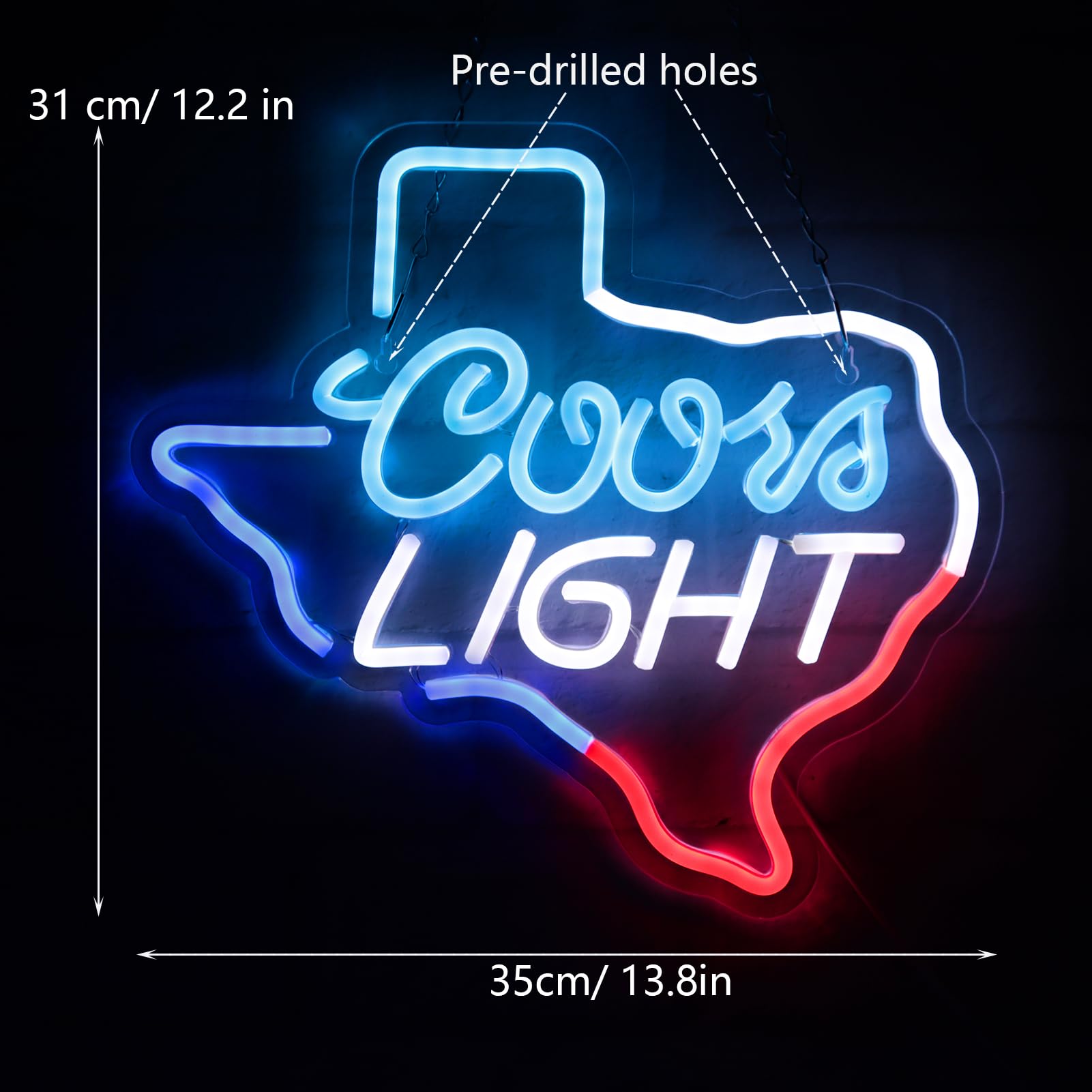 JFLLamp Neon Sign for Wall Decor, 13.8inx12.2in, Acrylic, Texas Model, Suitable for Bedroom, Man Cave, Bar, Pub, Christmas Gift