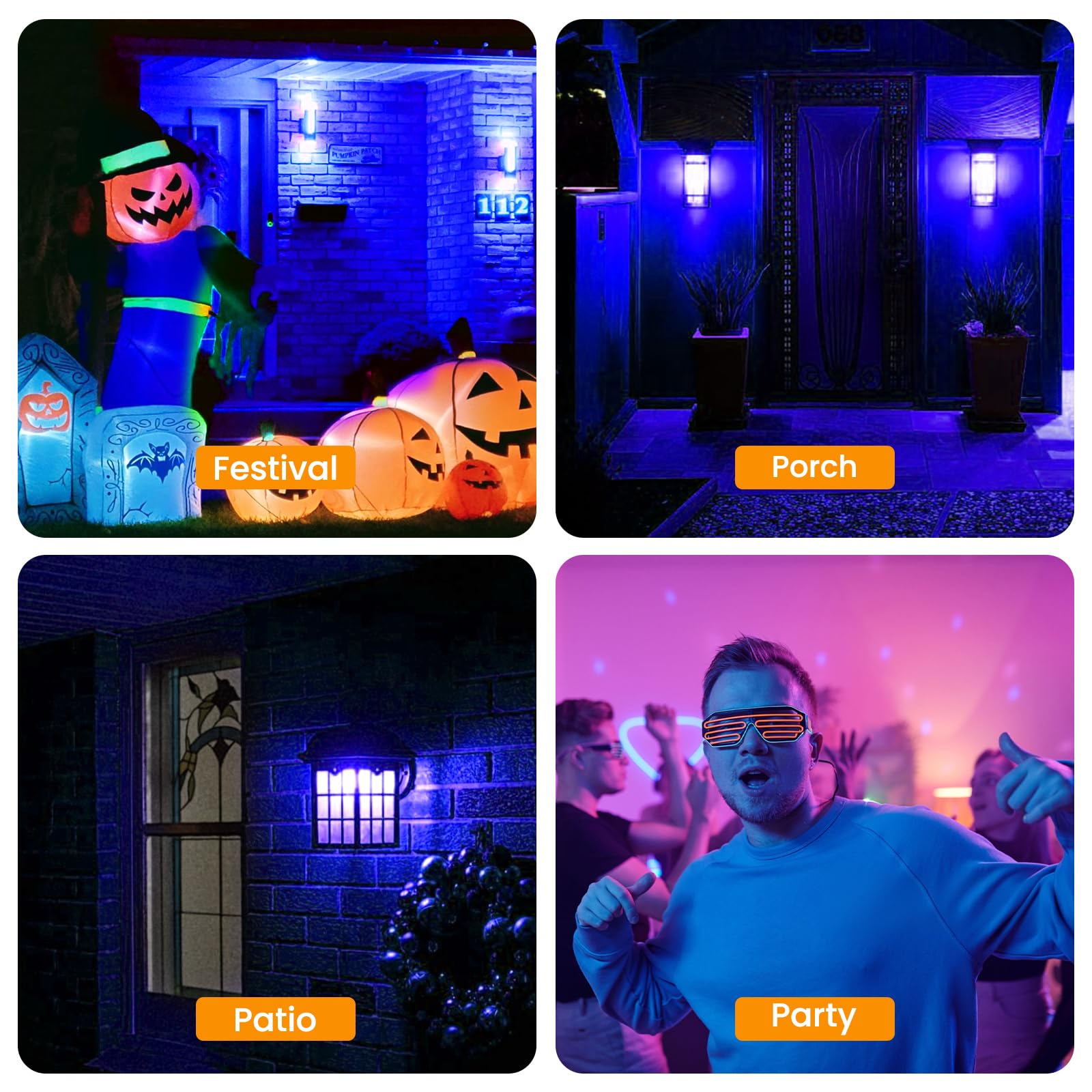 Hompavo ?Upgraded Led Flame Light Bulbs, 3 Modes Flickering Light Bulbs, E12 Chandelier Base Candle Fire Light Bulb For Halloween Christmas Party Porch Indoor & Outdoor Home Decoration, Blue 6 Pack