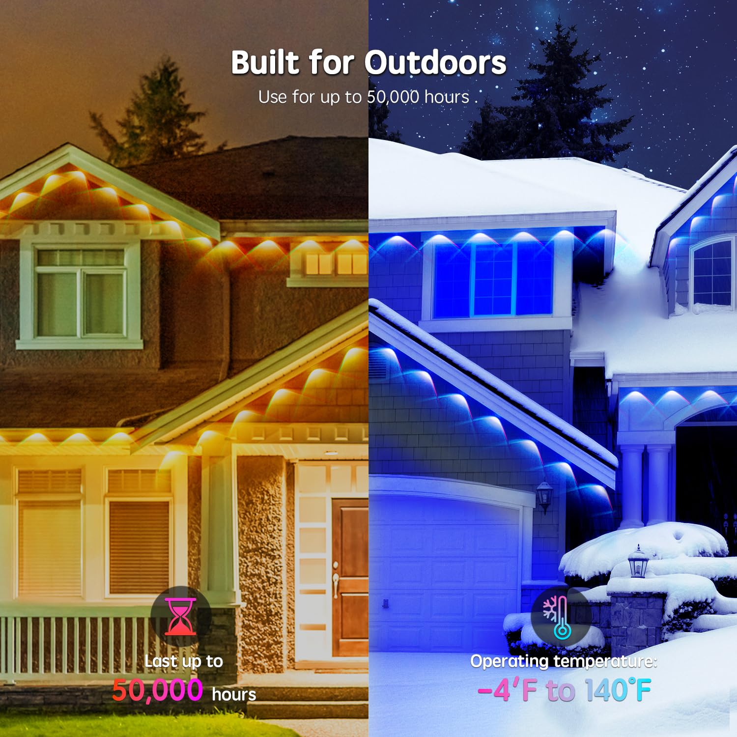 Vrribonx 100FT Waterproof Smart LED RGB Eaves Lights with App/Remote Control for Christmas & Holiday Decor