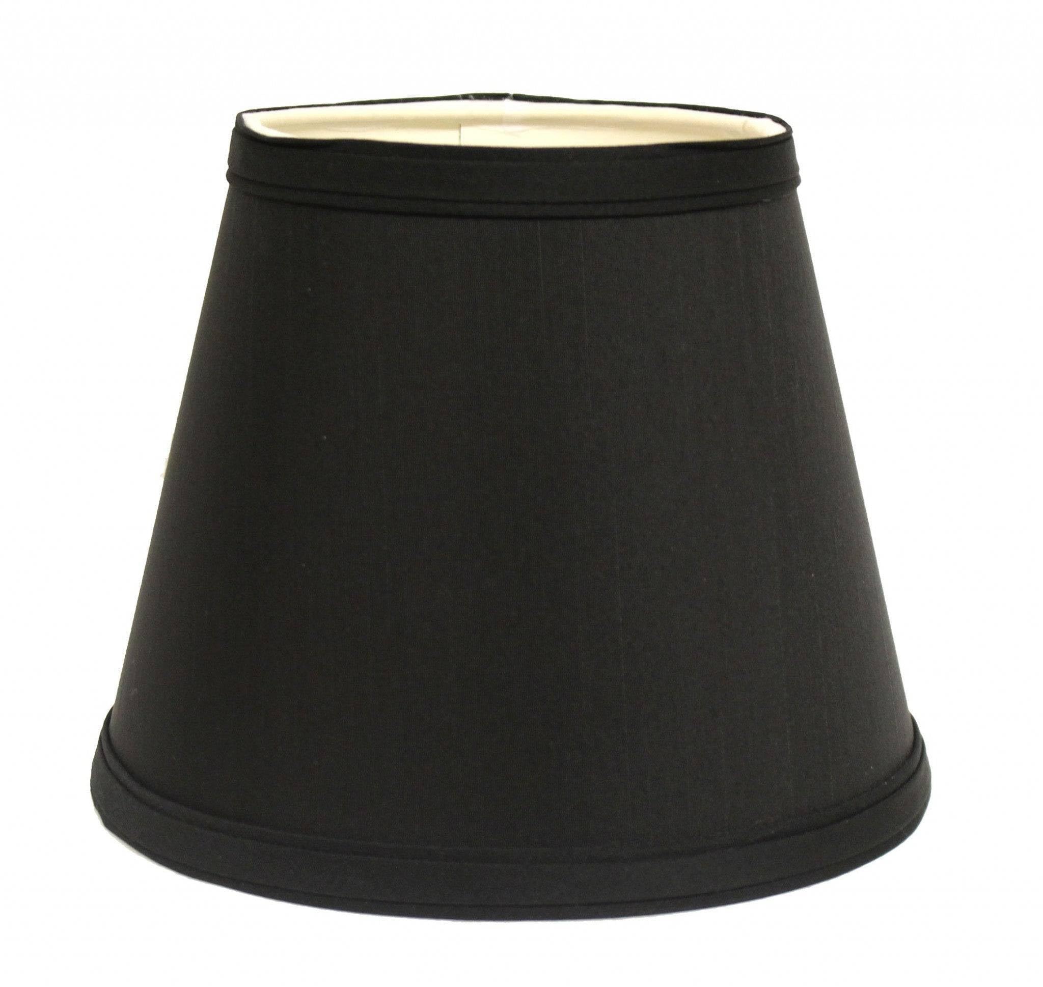 Homeroots Lighting Empire Slanted Shantung Lampshade 12in Black Warm White
