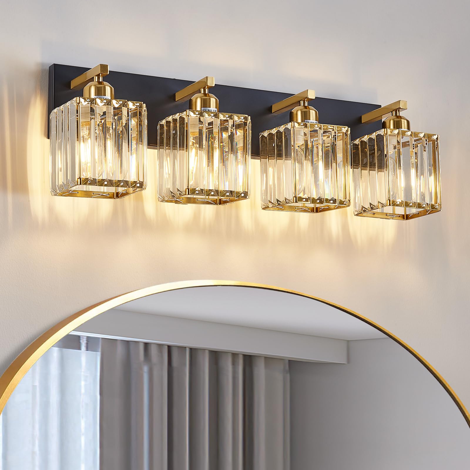 Aixialin Modern Bathroom Vanity Light 4-Lights Iron Black Gold Model 600-100-1016