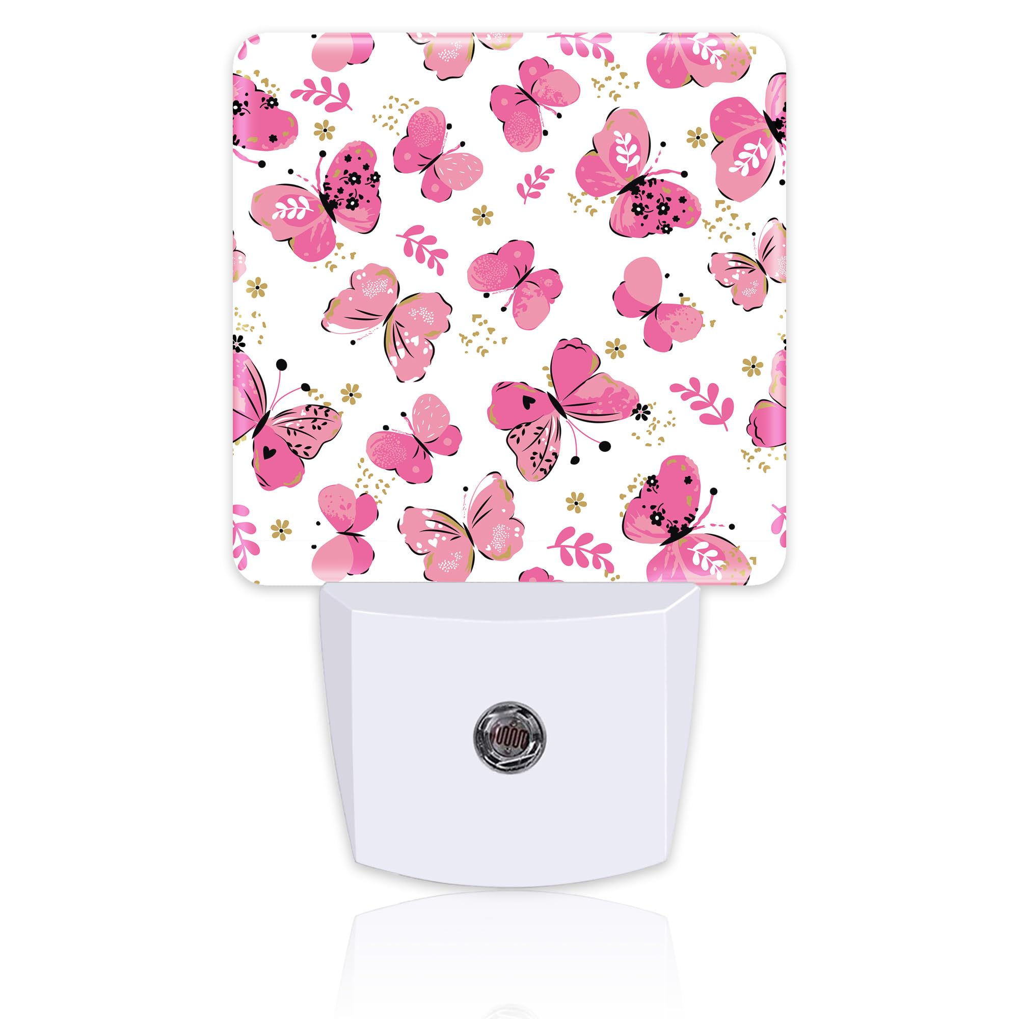 sndheke Butterfly Night Light, 0.5W Energy Saving, Floral Design, Dusk to Dawn, Plug-In, Pink, Model SBD04
