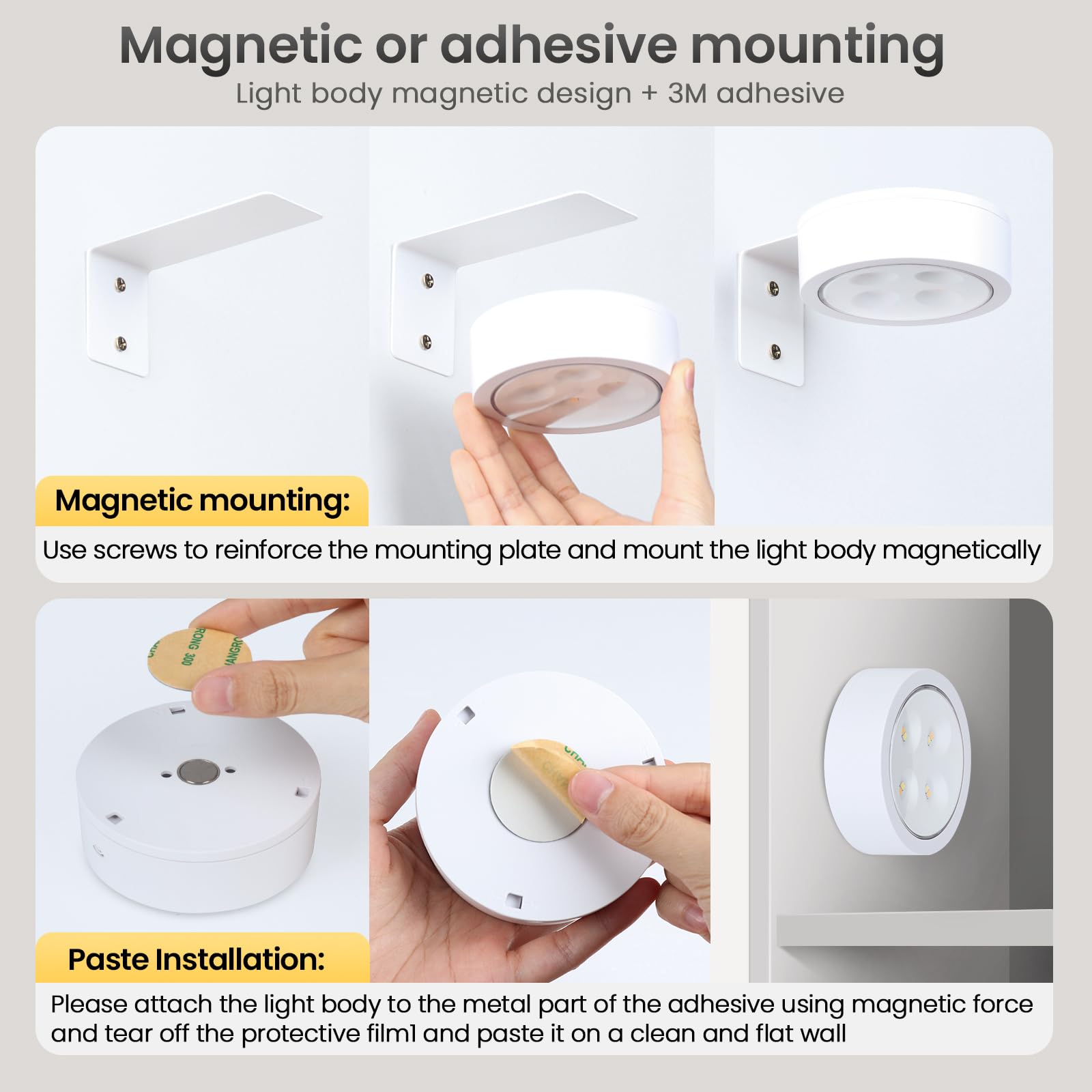 KELUOLY 2-Pack LED Picture Light, Battery Operated, Dimmable with Remote, White, Model XY-BQ3S-2B