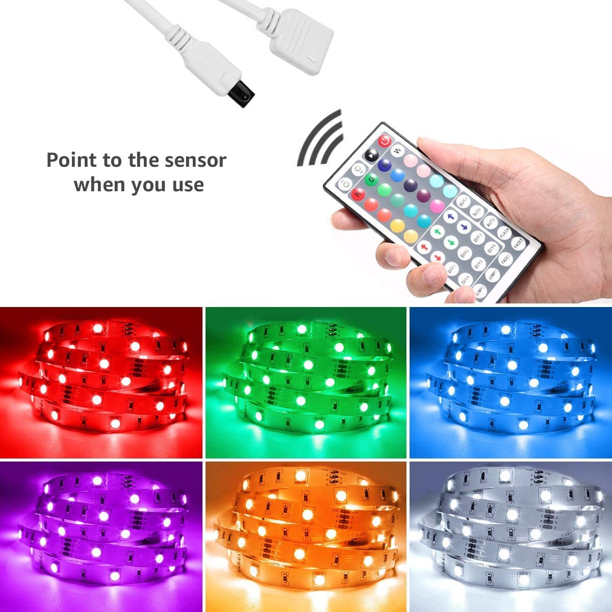 Lepro 65.6ft LED Strip Lights, RGB Color Changing, Remote Control, ETL Listed Adapter, Model 410106-RGB-US for Halloween Decorations