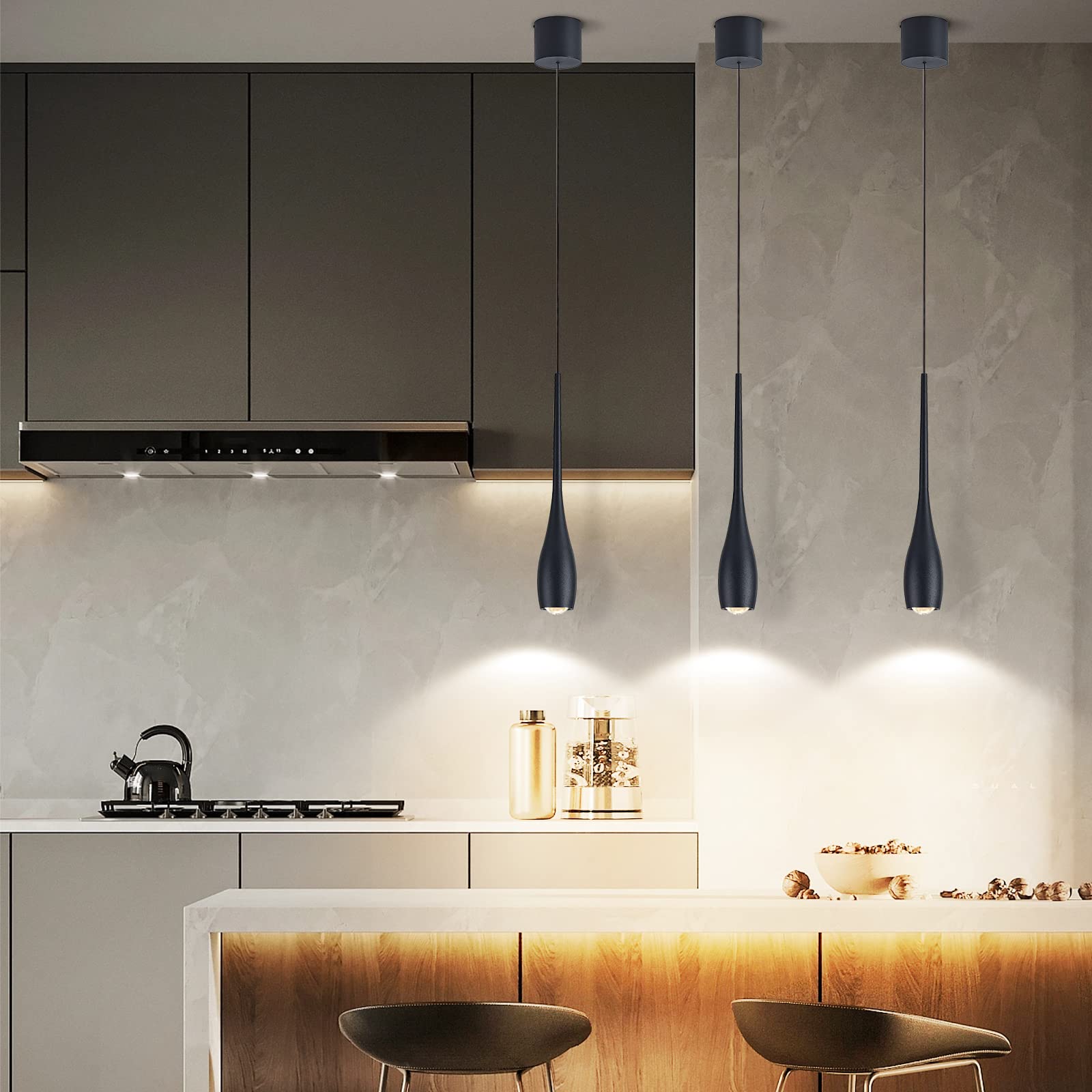 Julin Home Black Dimmable Led Pendant Light - Modern Industrial For Kitchen Island & Dining Room