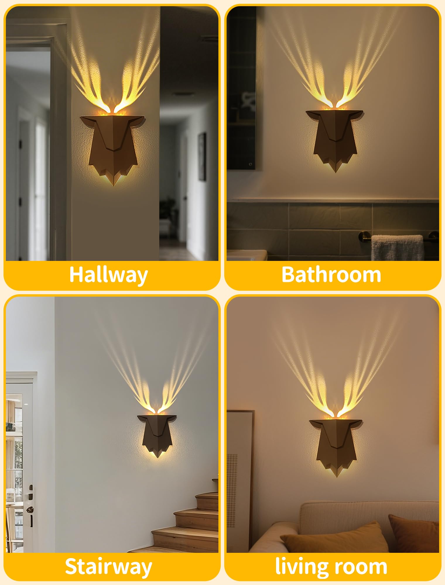 Tarinks Deer Wall Light, Halloween Night Light with Remote Control, Rechargeable Antler Lamp, Deer Wall Sconce Nightlight for Li