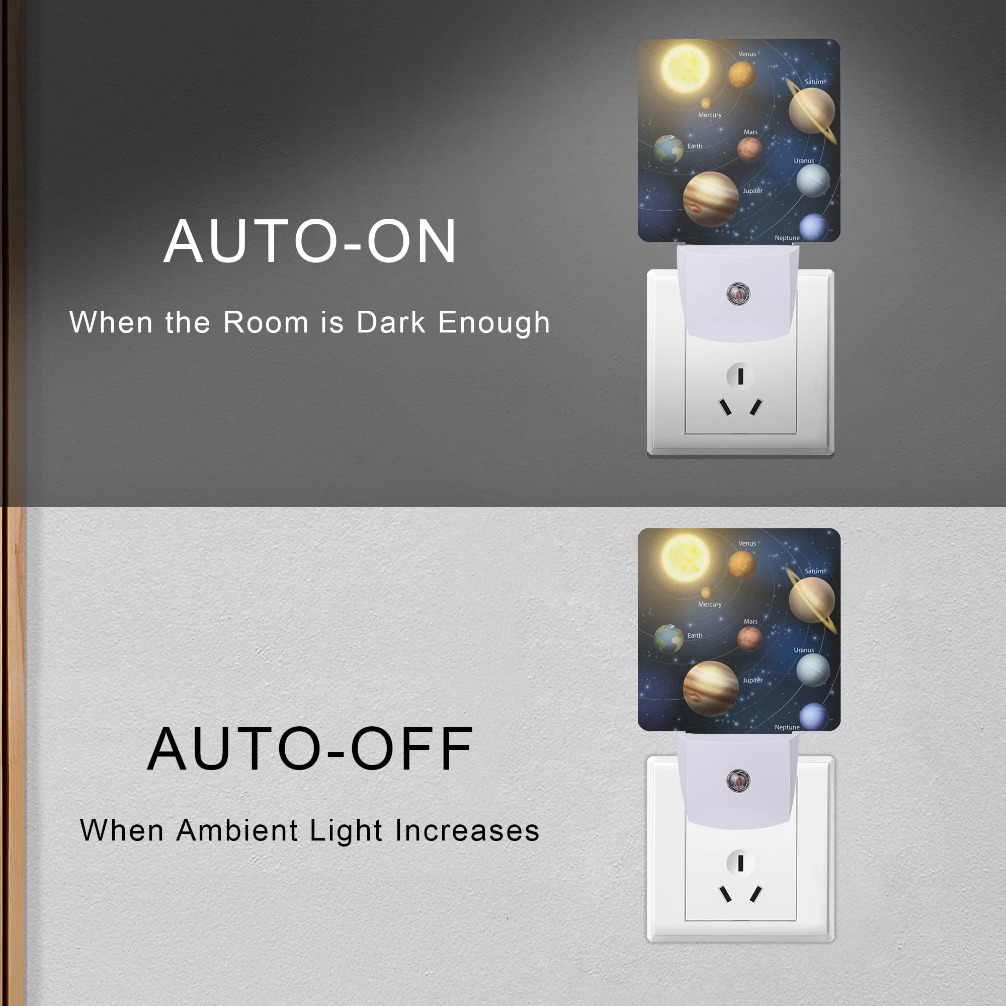Smoaffly LED Night Light -  t Solar System Design, Auto Sensor, Dusk-to-Dawn, Home Decor for Nursery, Model XD-FXYD-LST13
