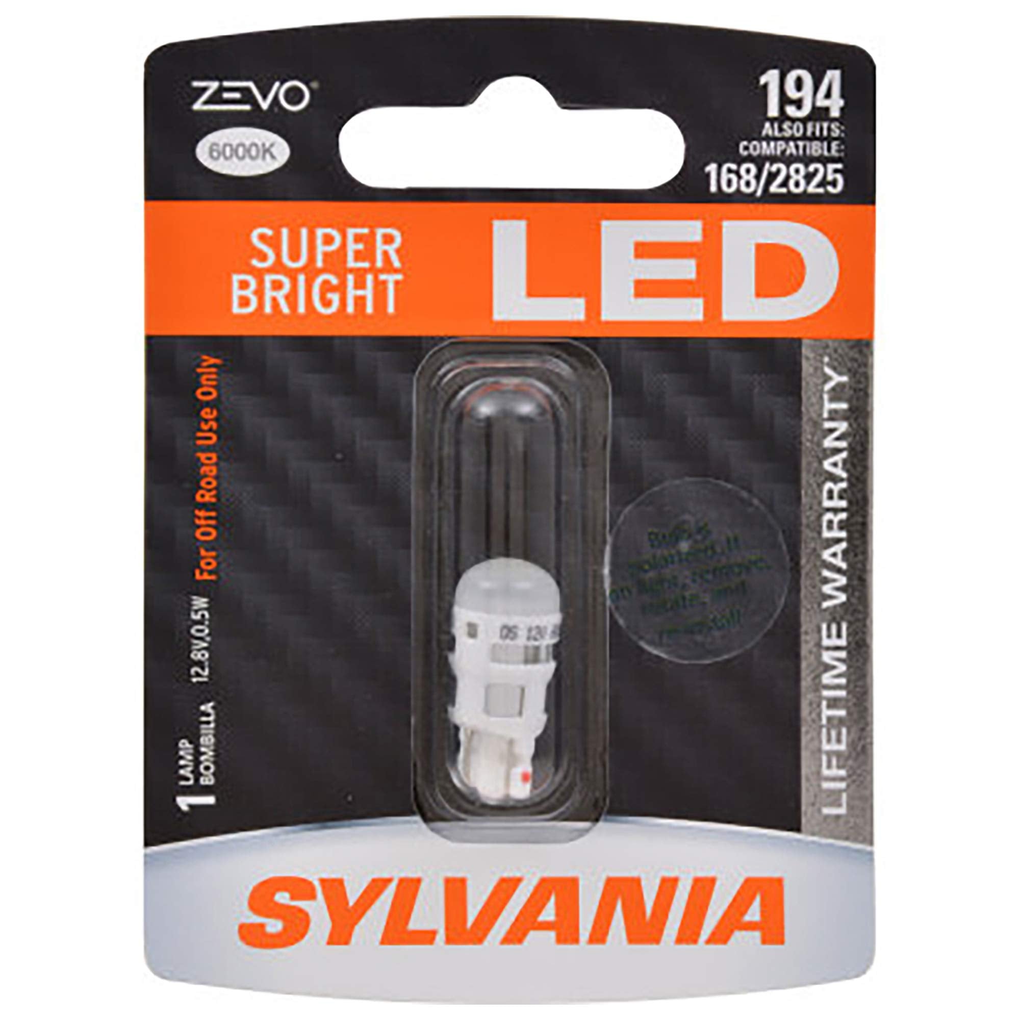 SYLVANIA 194 T10 W5W ZEVO LED Bulb - Bright White Light for Interior Lighting - Model 194LED.BP