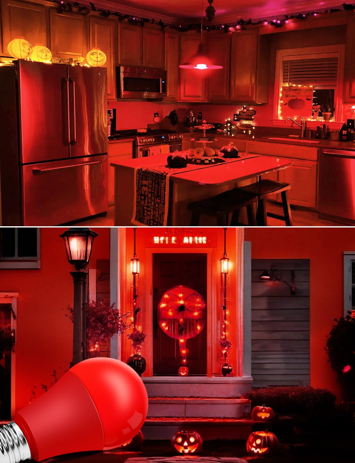 Ecoiot Red Light Bulb, Red Christmas Light Bulb A19 9W (60W Equivalent), 120V E26 Base A19 Led Christmas Light Bulb, Colored Bul