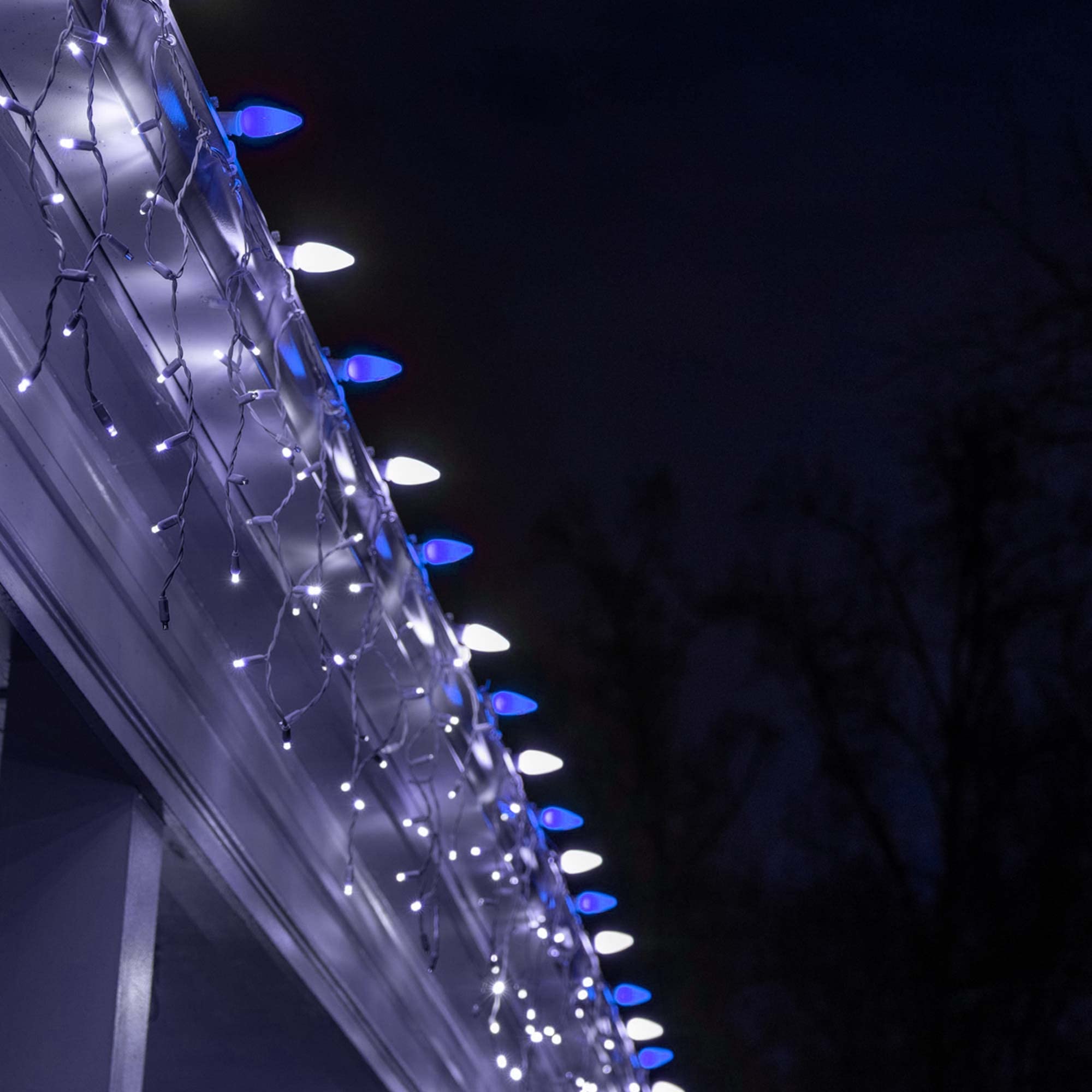 Wintergreen Lighting 25 Pack Opticore C9 Led Blue Light Bulbs - Christmas Bulbs Replacement enhanced Heavy Duty Polycarbonate Lens  E17 Base (Faceted)