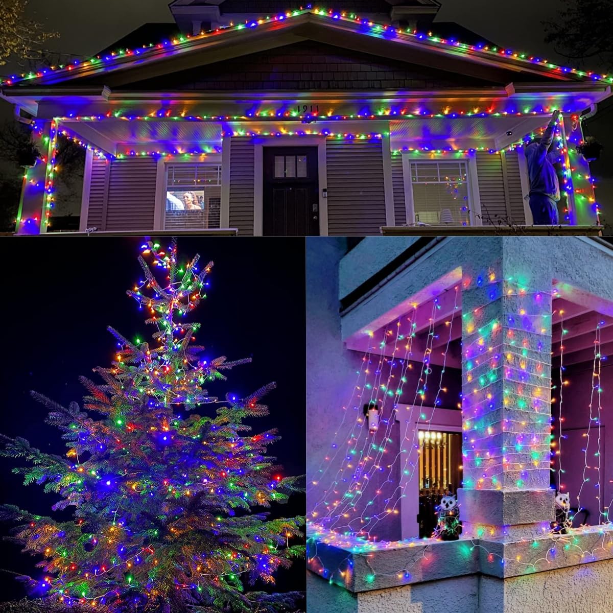 Yeguo Christmas Lights, 165Ft 500 Led String Light Multicolor, Clear Wire Plug In For Indoor Outdoor