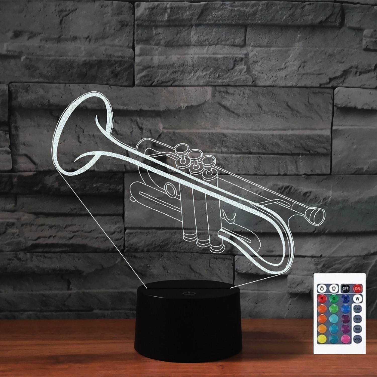 FLRXHK Trumpet 3D Night Light, Color Changing LED Lamp