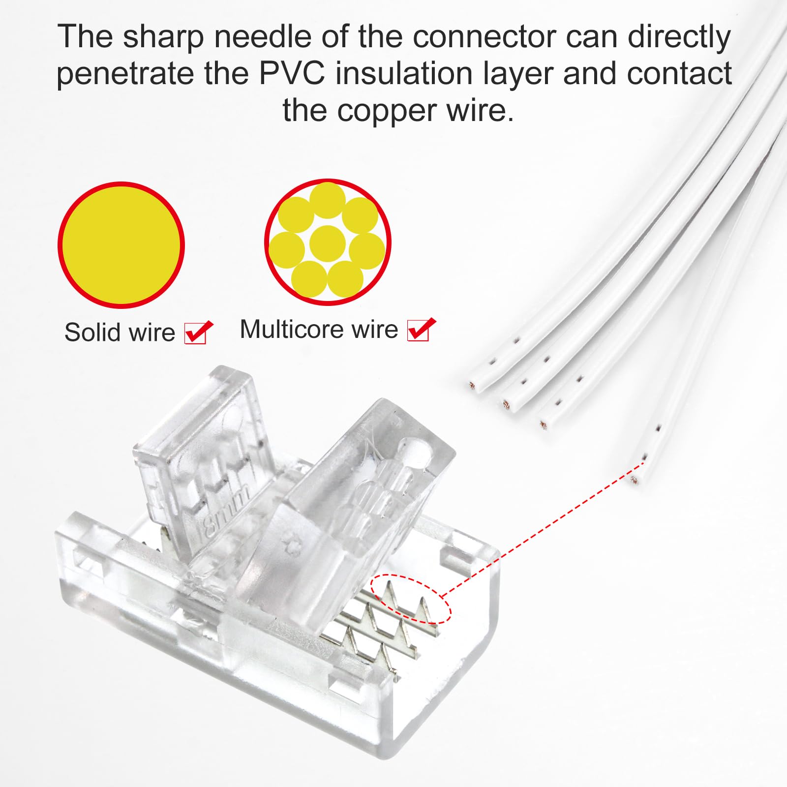 Rgbzone 10Pcs 8Mm 4 Pin Led Strip Connectors And 32.8Ft 4 Pin Rgb Extension Cable Strip To Wire Quick Connection For Waterproof