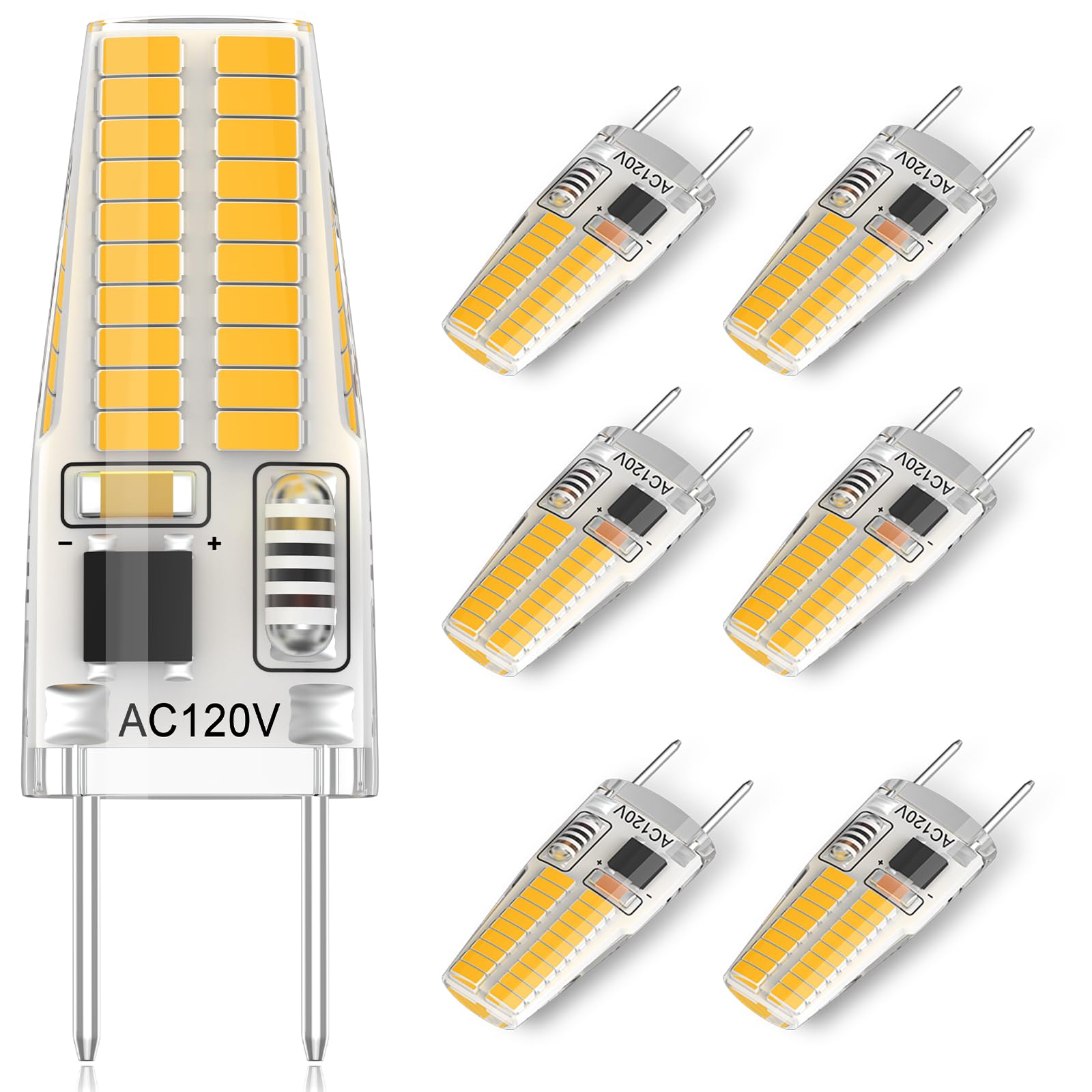 DUMILOO G8 LED Bulb 20W/25W Dimmable Halogen Replacement, Warm White 3000K, 6-Pack