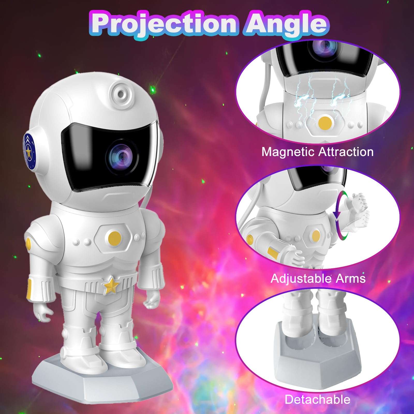 Astronaut Galaxy Projector Robot Star Night Light Starry Nebula Space Projector LED Lamp with Timer and Remote Control Starlight