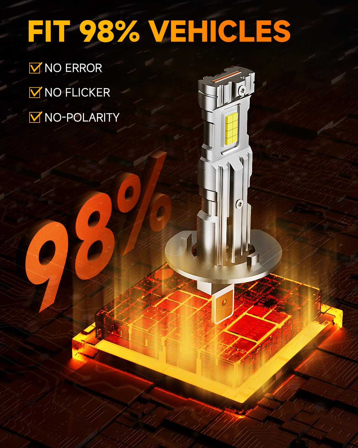 FAHREN H1 Fog Light Bulbs, Super Bright 6500K, Mini Size, IP68 Waterproof, Plug and Play, Pack of 2