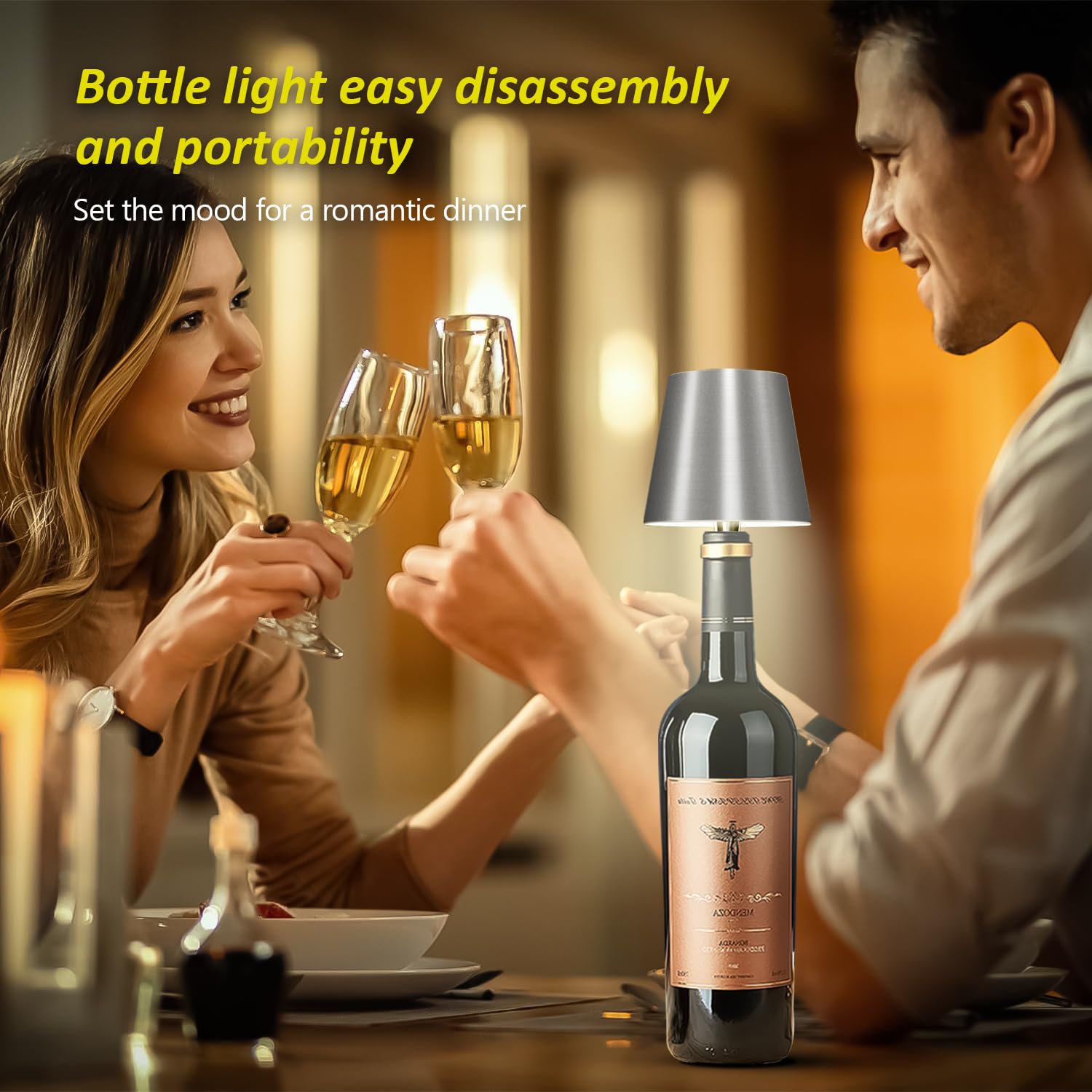 Hoide Wireless Bottle Lamp  Wine Bottle Lights With Touch Dimming  Rechargeable Rgb Table Lamps  Bottle Lamp Shade Waterproof Table Lamp For Bedroom  Bar  Restaurants And Outdoor Use