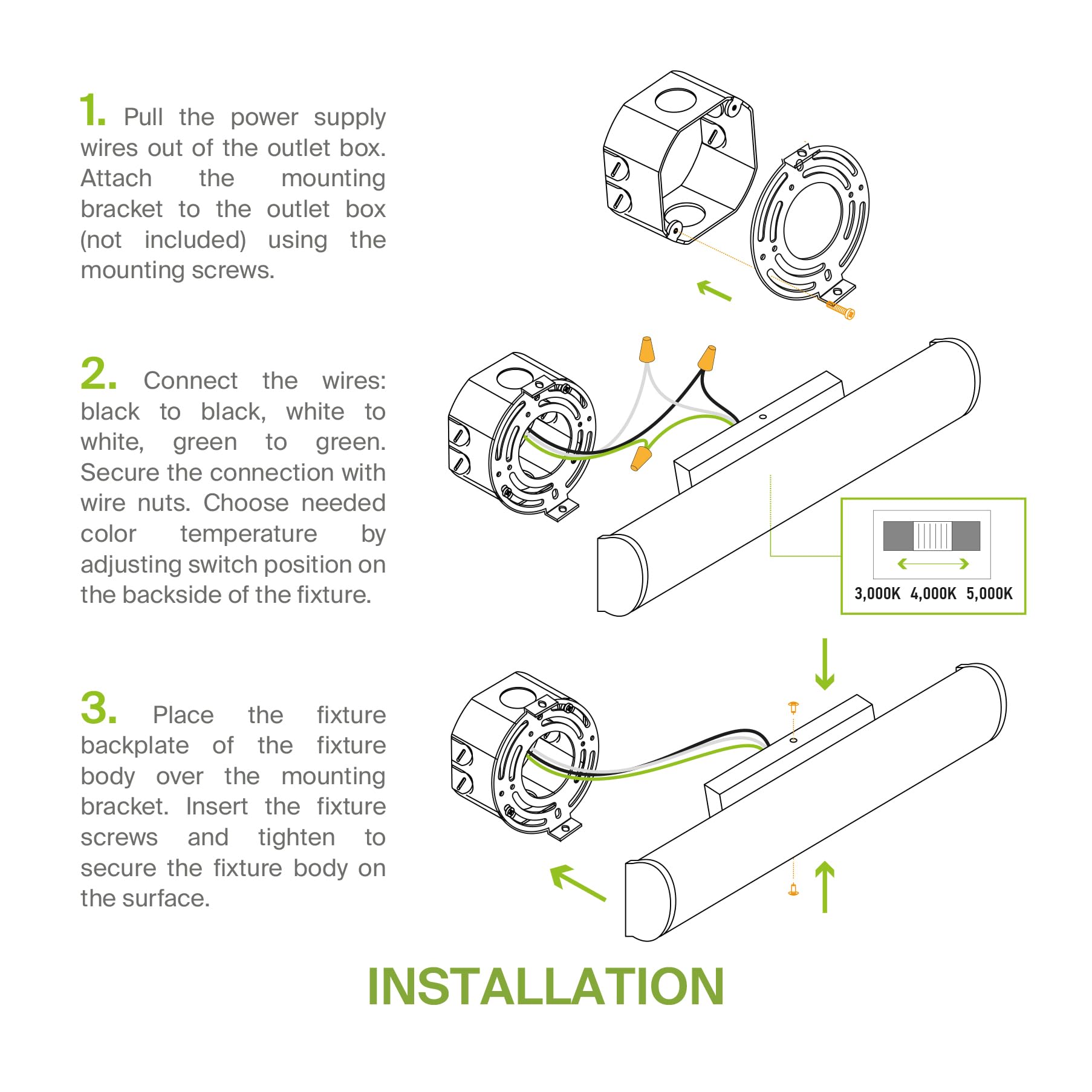 Asd Led 24 Vanity Wall Mount Light Fixture  Linear Bathroom Lighting Bar | 3Cct  Dimmable  Energy Star  Etl Listed | 25W 1750Lm 3000-5000K 120V | Long Tube Bath Sconce Over Mirror | Nickel  2 Pack