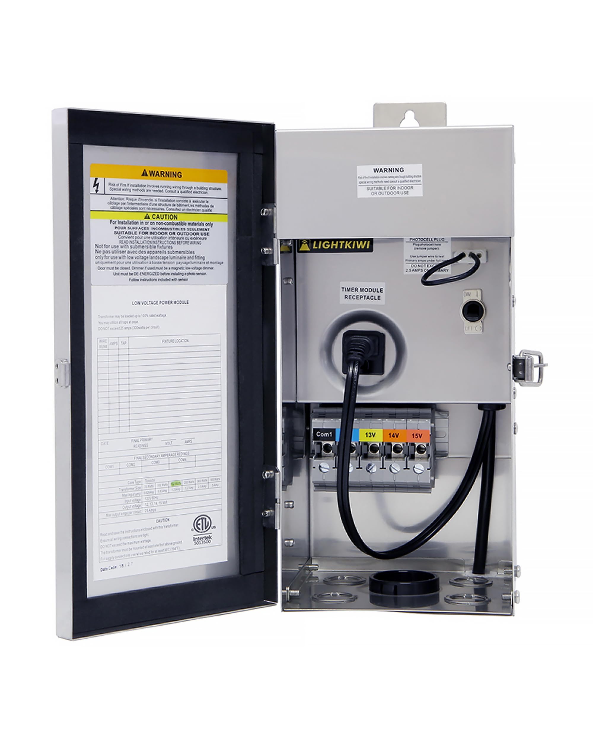 Lightkiwi C6449 150W Outdoor Low Voltage Landscape Lighting Transformer 120V Ac To (12V-13V-14V-15V Ac) Multi-Tap - Weatherproof For Pathway Lights, Spotlight And Pool/Spa Lightings - Etl Listed