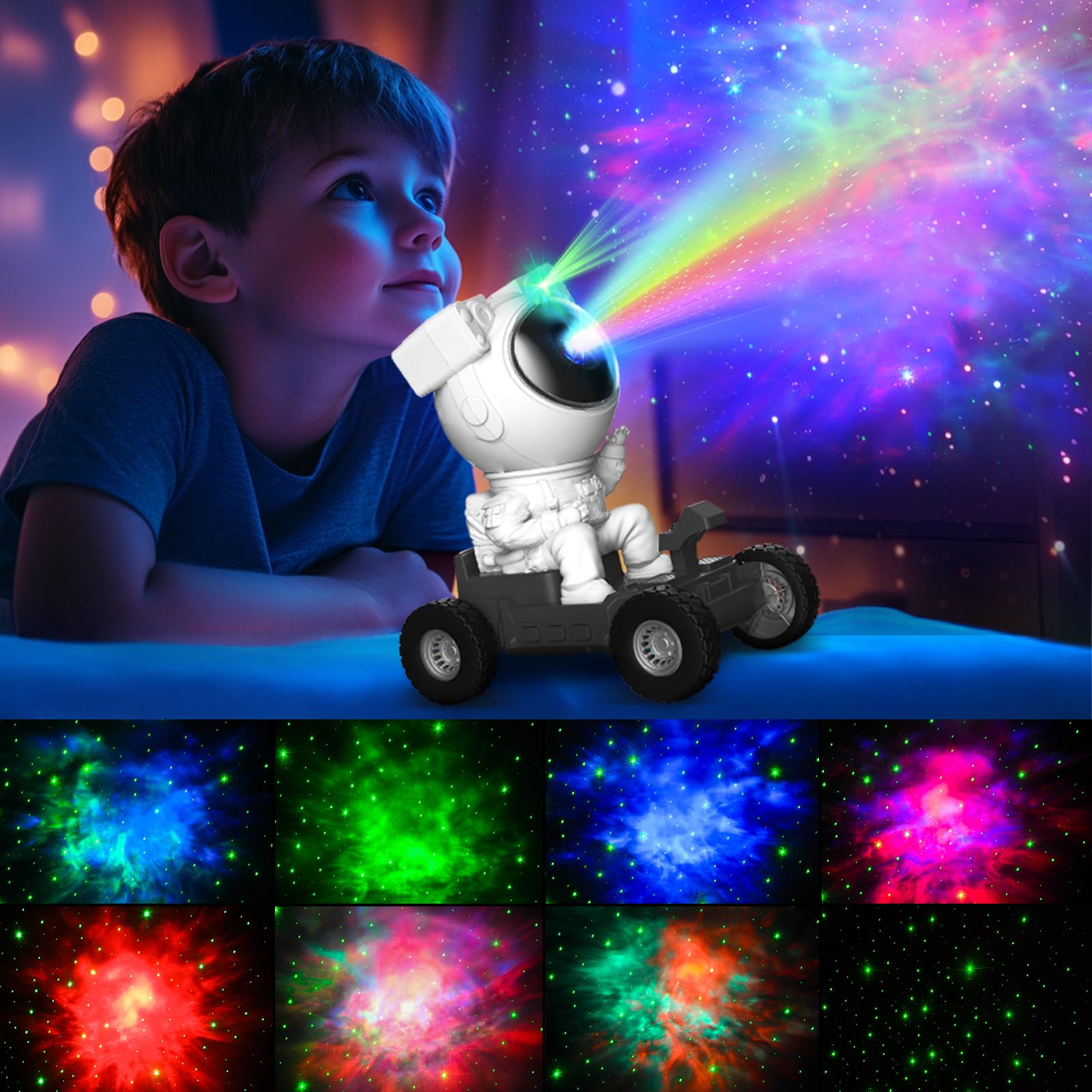 FLITI Astronaut Star Galaxy Projector Light 2.0, 8 HD Nebula Effects, Timer, Plastic, White-a, Model TG-006, Bedroom Night Light