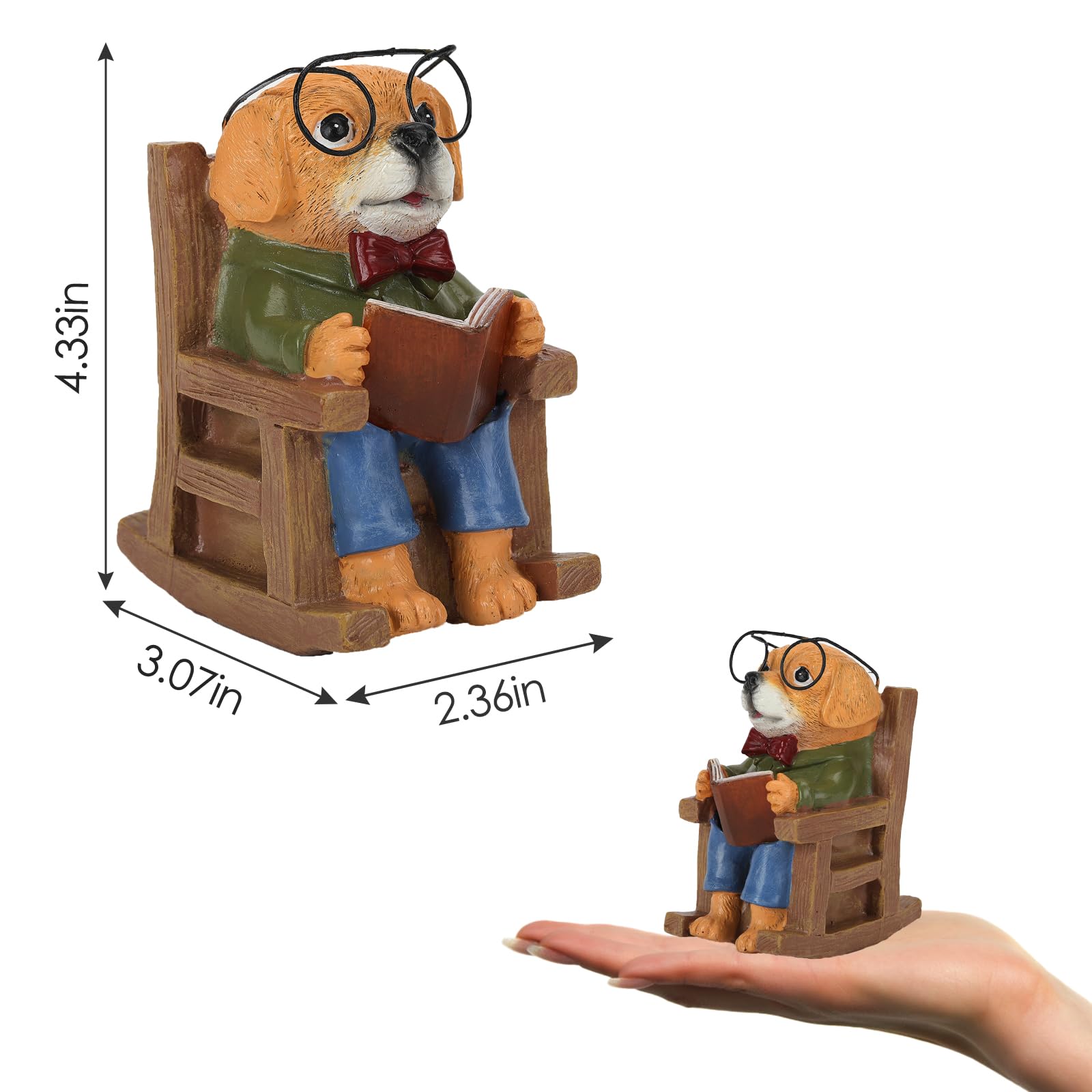 Foxmis Solar Garden Decor Statues Dog Figurines Mini Fairy Garden Accessories Outdoor Lights,Garden Art Patio Porch Balcony Yard