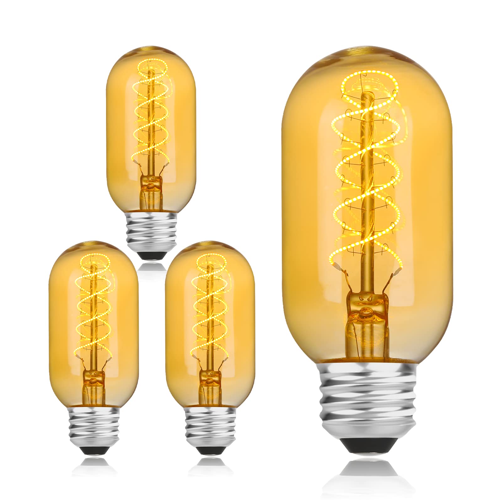 Amdtu Dimmable Edison Bulbs 25 Watt Soft Yellow 2200K, Ultra-Thin Spiral Filament Vintage Led Edison Bulb, Amber Incandescent Li