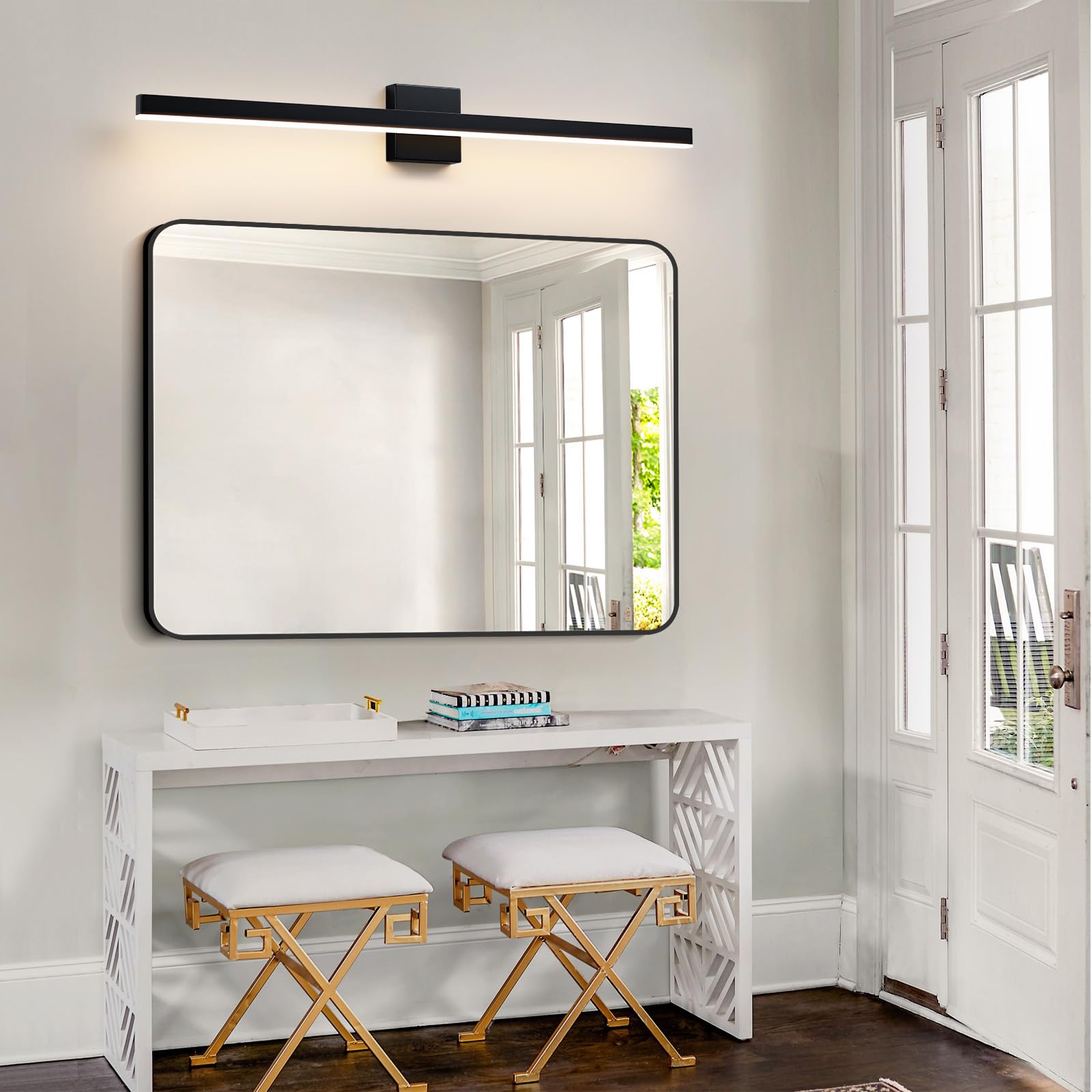 Kaisite Black Vanity Light For Bathroom Above Mirror 39 Inch Led 5Cct Bathroom Lighting Fixtures Dimmable Modern Bath Wall Light Fixture Over Mirror