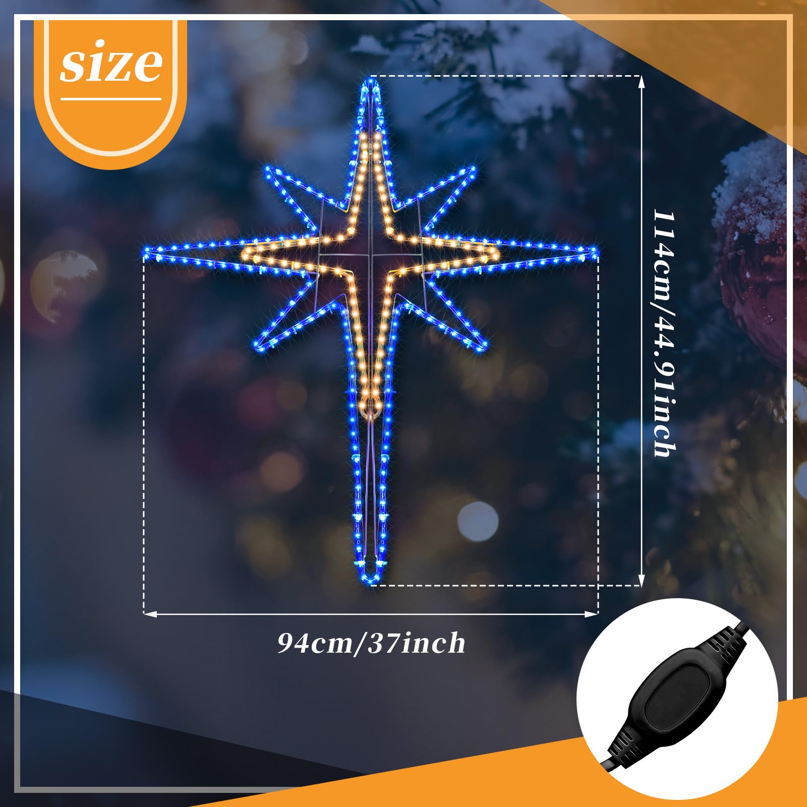 Wettal LED Christmas Star Hanging Lights, 43" Warm Light Nativity Decoration for Door, Window, Porch, Tree Topper