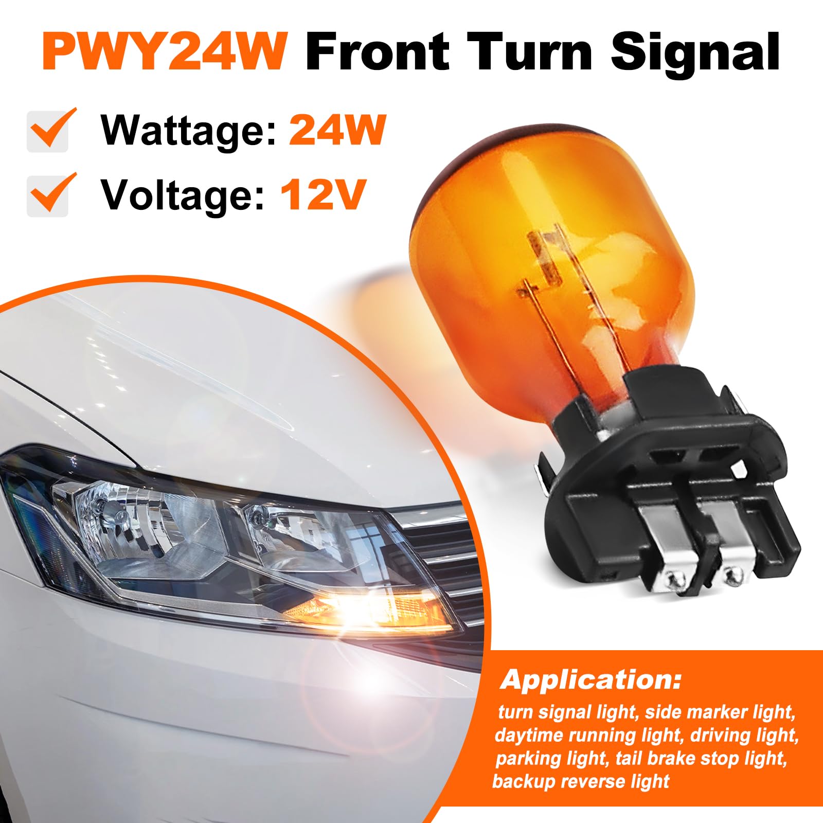 lodfGL PWY24W Turn Signal Light Bulbs (2 Pack) - 12V 24W Replacement for Audi, Ford, Passat, Octavia, Lavida, Mondeo,
