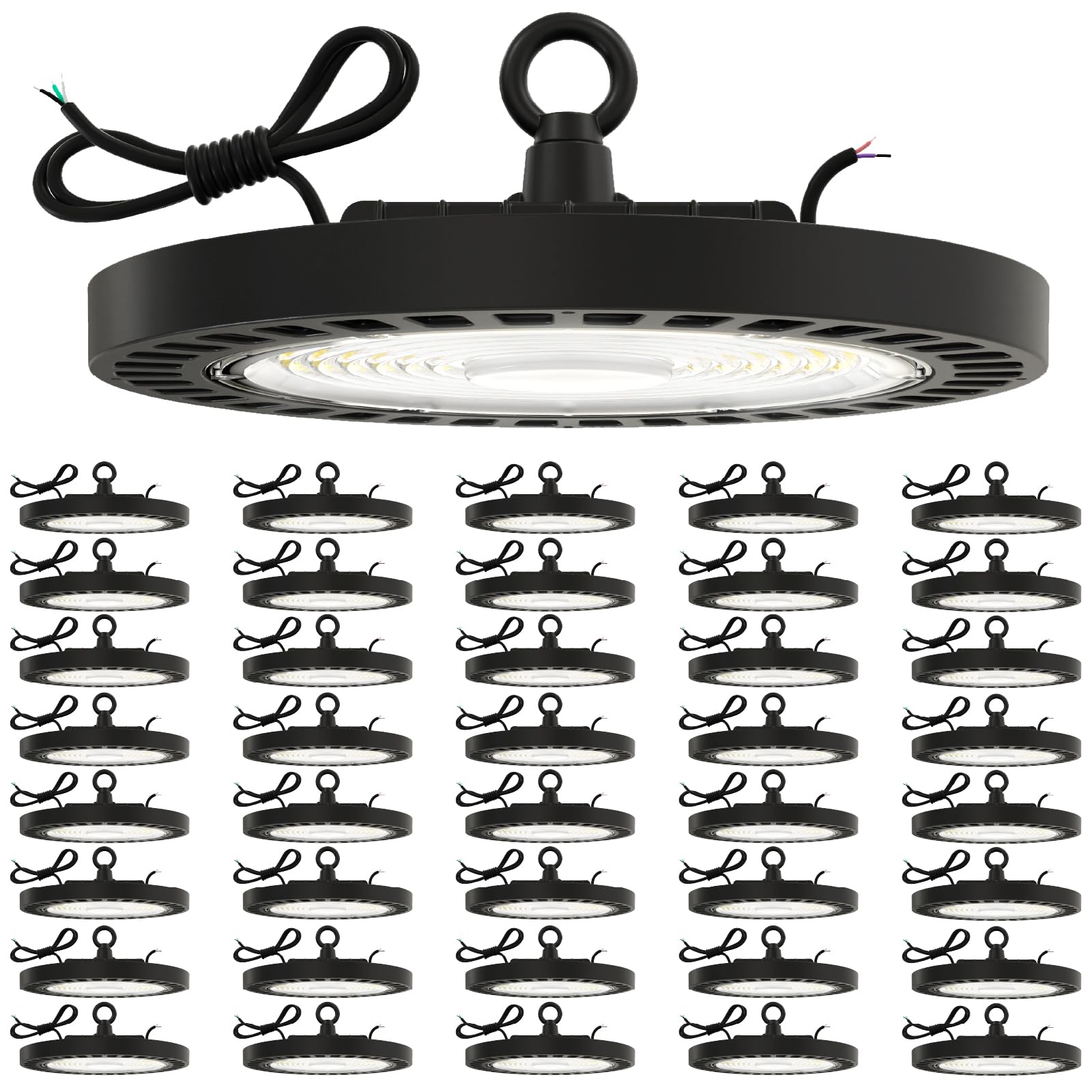 Sunco 40 Pack UFO LED High Bay Light, 150W, 21000 Lumens 5000K 100-277V Dimmable 0-10V, Ultra Bright Commercial Shop Lights for 