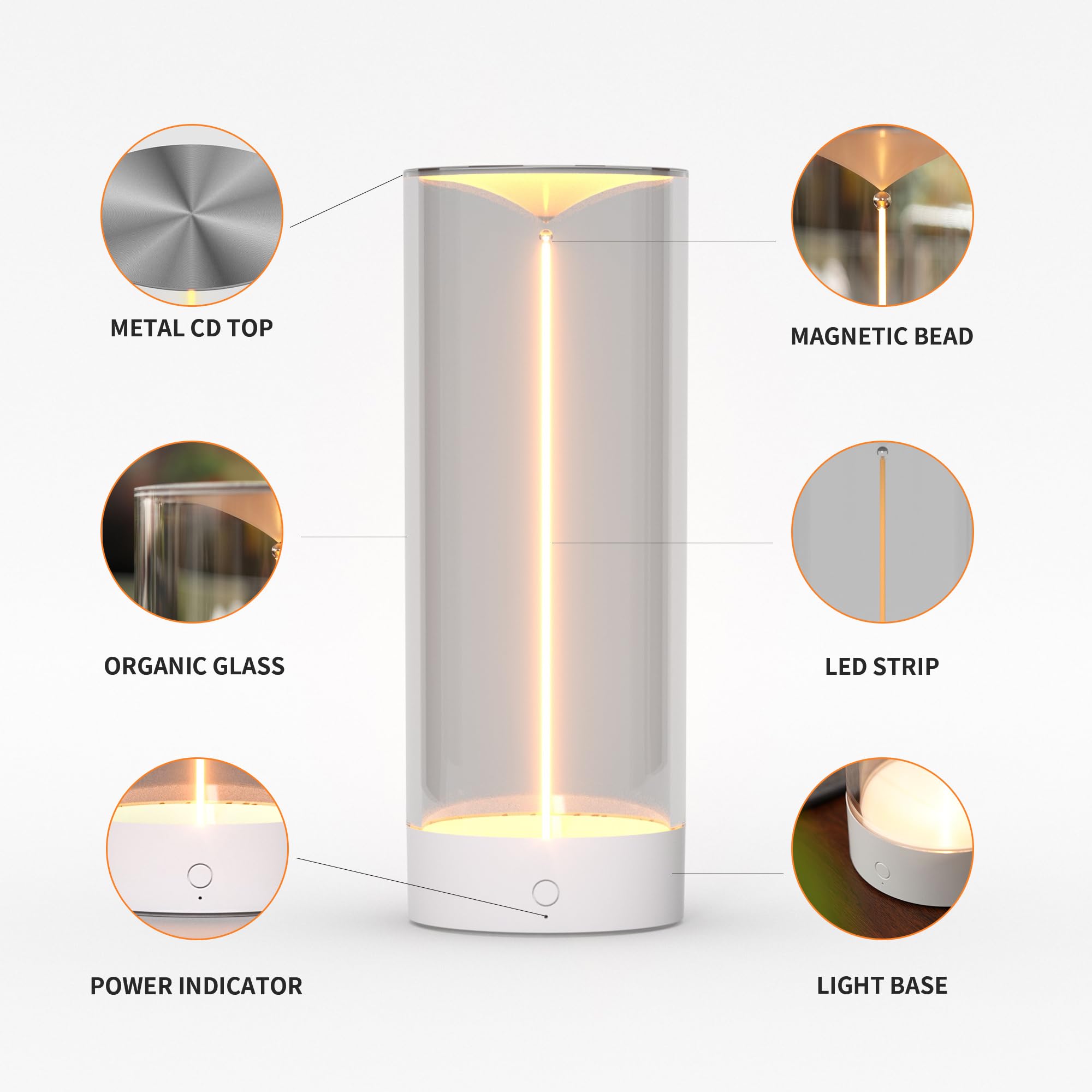 Auge Light Minimalist Desk Lamp Cordless Table Lamps Led Rechargeable Modern Nightstand Lights Dimmable With 3 Levels For Gaming