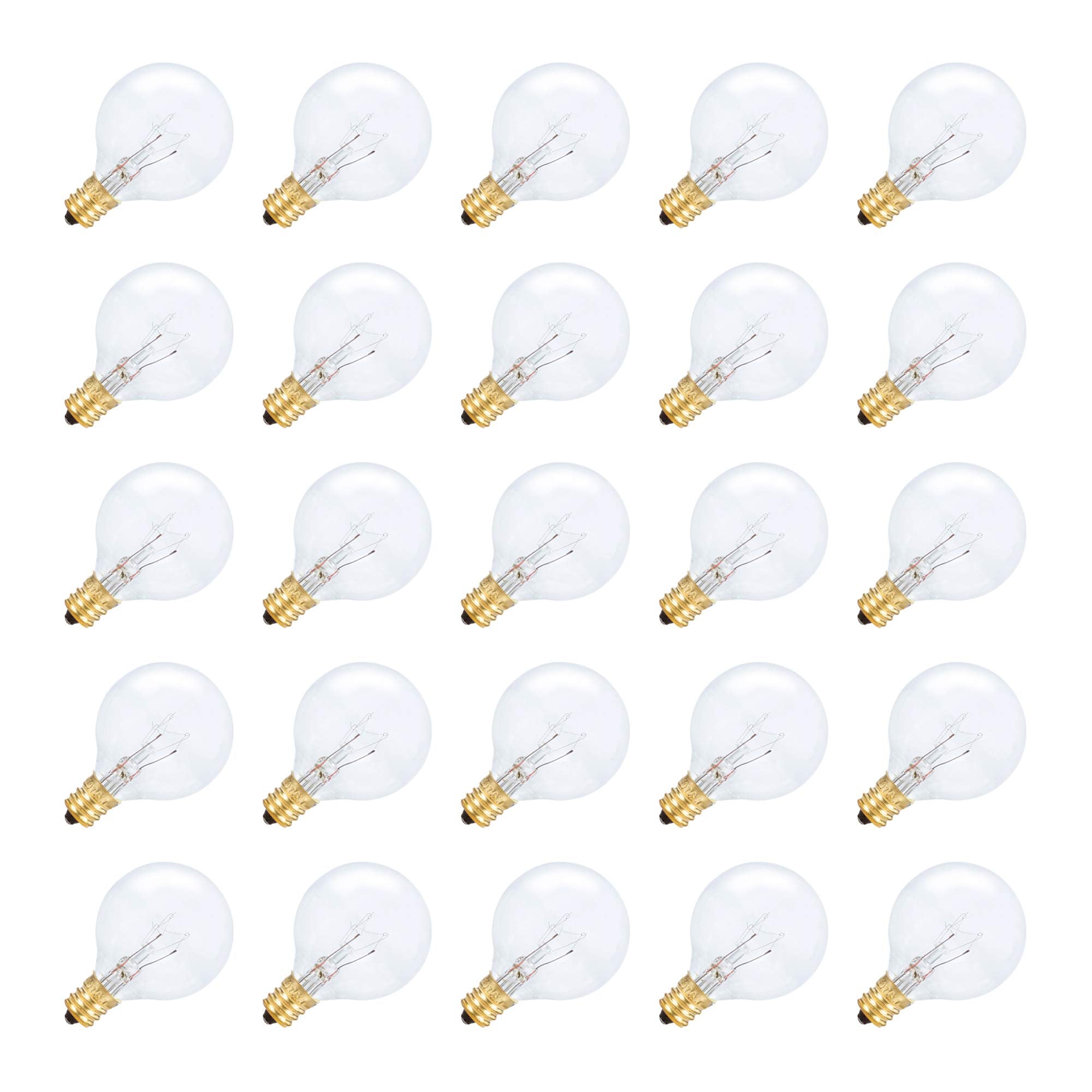Simba Lighting G40 Replacement Bulbs, 5W E12, Warm White, Dimmable, 25 Pack For Outdoor Use