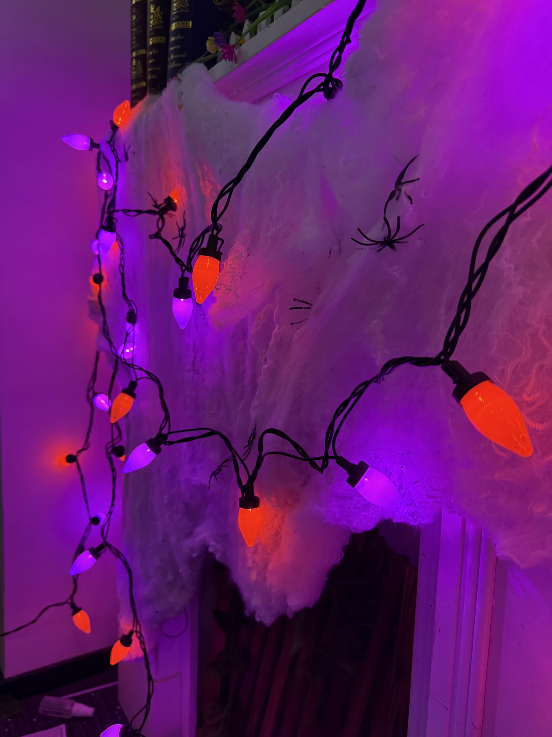 Xingzd Halloween String Lights, 50 C7 LED, 26FT Outdoor Decor, Orange/Purple, Plastic