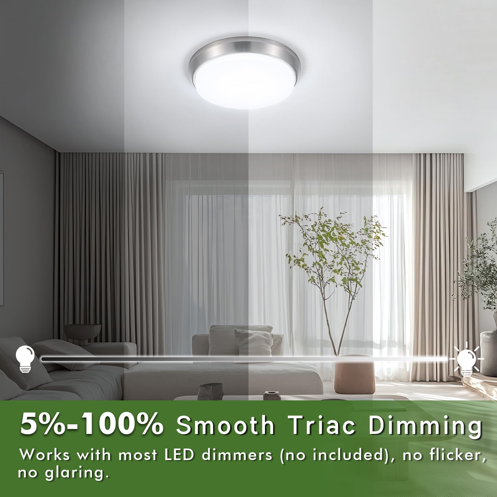 13 Inch Dimmable Led Ceiling Light Fixture, 4000 Lumens Super Bright 36W Flush Mount Ceiling Light, 2700K/3000K/4000K/5000K/6500
