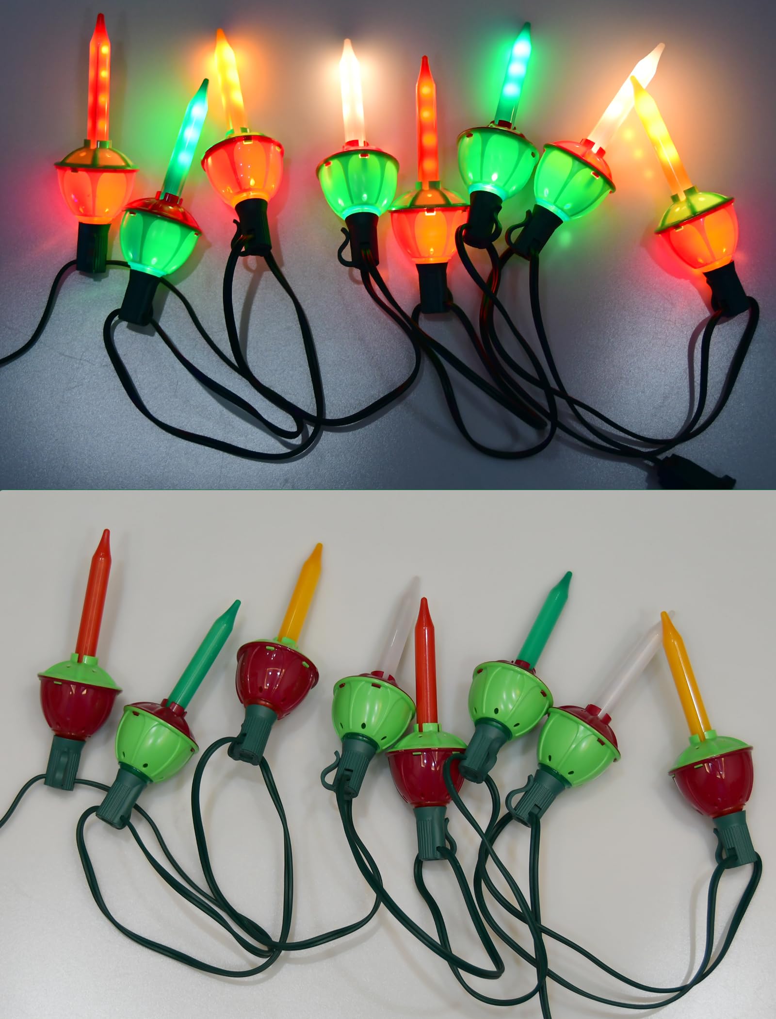 SUNSGNE Colorful Christmas Bubble Lights, 8.5Ft LED Multicolor Indoor Decor, Vintage Plastic Bulbs, Model LR-I/O-C-8-0.6-L1