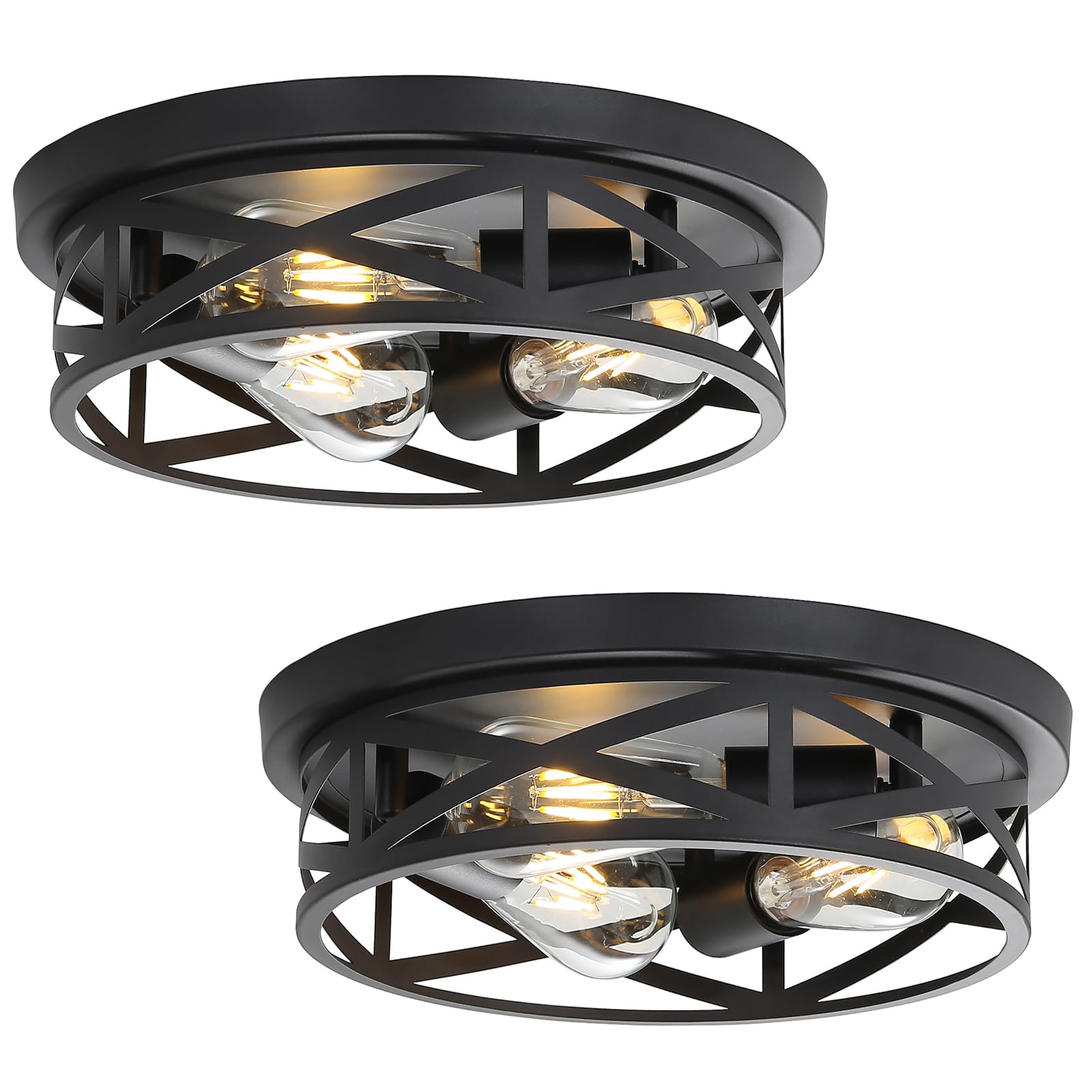 piano7797 13 inch Black Flush Mount Ceiling Light Fixtures,3-Light Modern Hallway Light Fixtures Ceiling, Black Light Fixture Ce