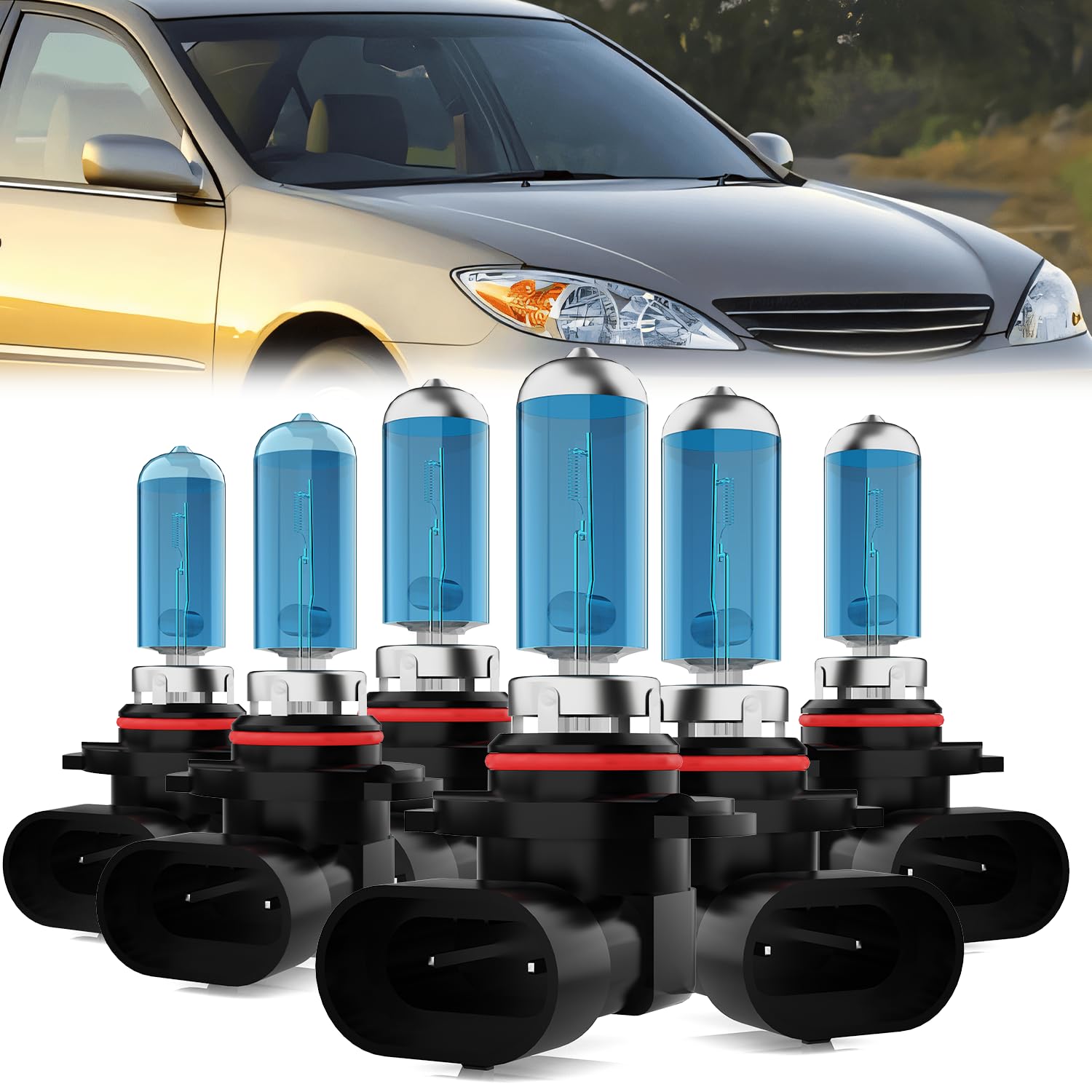 LECCIBUB Light Bulbs Compatible With Toyota Camry 2000-2006, 9005 High Beam + 9006 Low Beam + 9006 Fog Lights Halogen Light Bulb