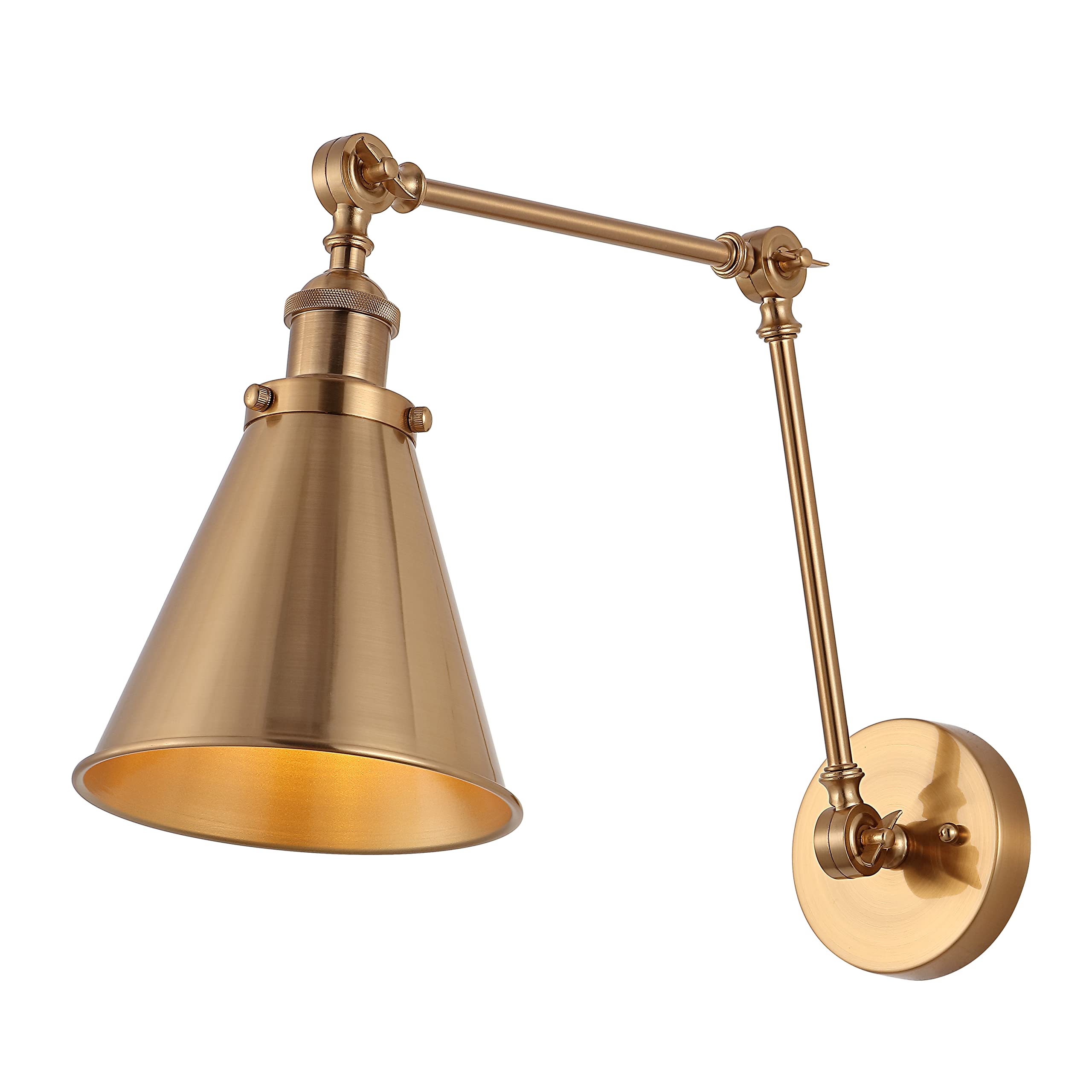 JONATHAN Y LED Wall Sconce, 7in Adjustable Arm, Brass Gold, Model JYL7461A, for Entryway, Kitchen, Bathroom, Living Room