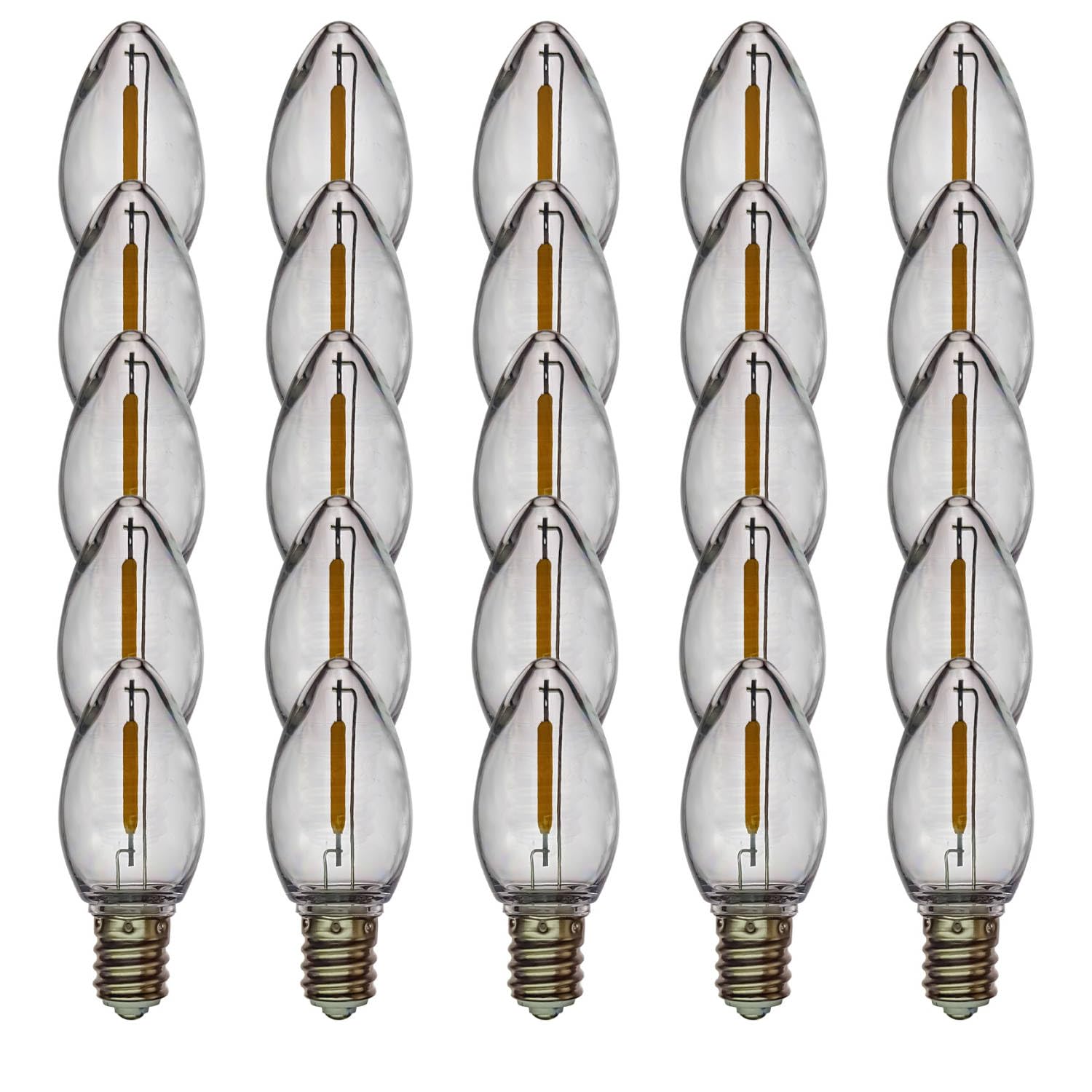 EZLS C7 Pure White Colored LED Filament Plastic Bulbs Pack of 25