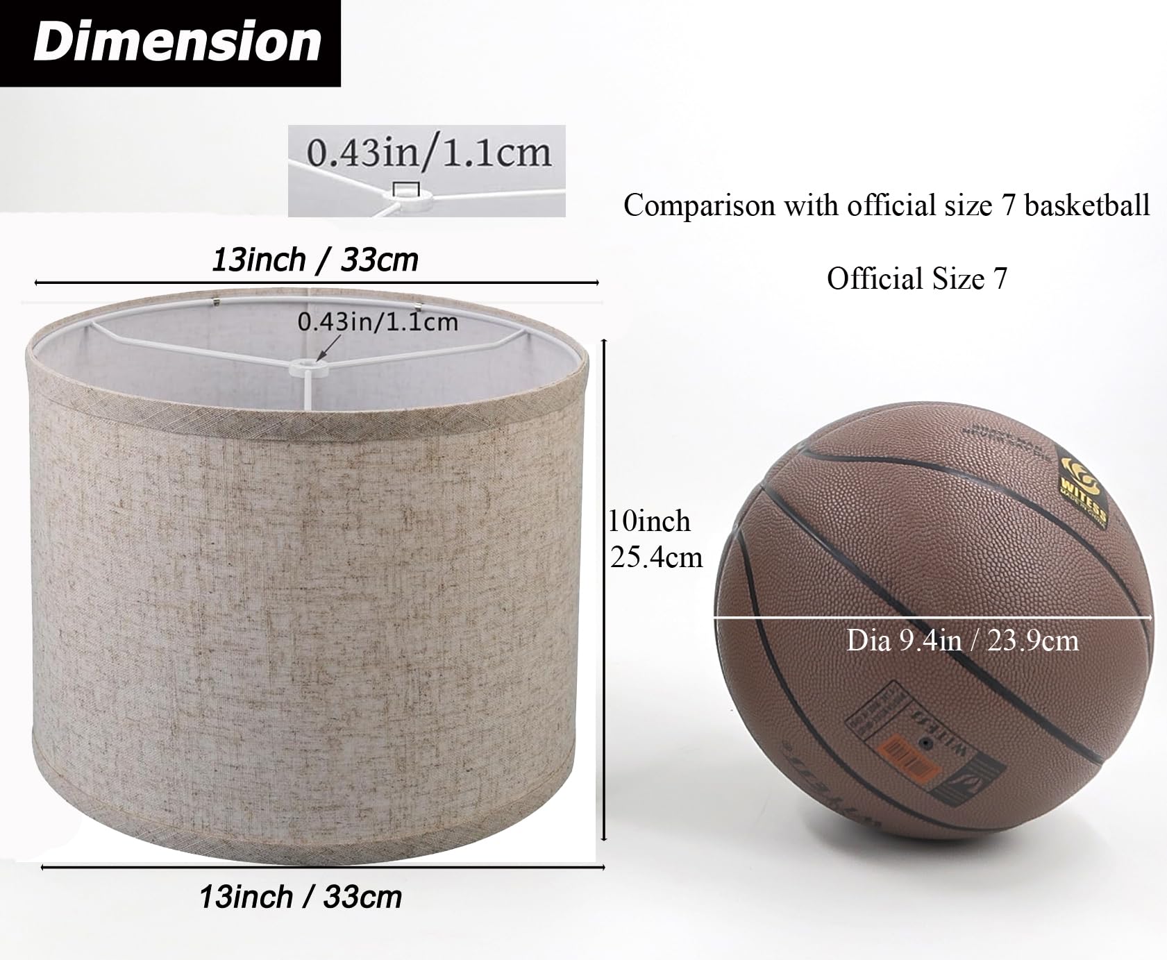 WANKAIX Drum Lamp Shades Set of 2, Natural Linen Fabric, 13inx13inx10in, Model 1103