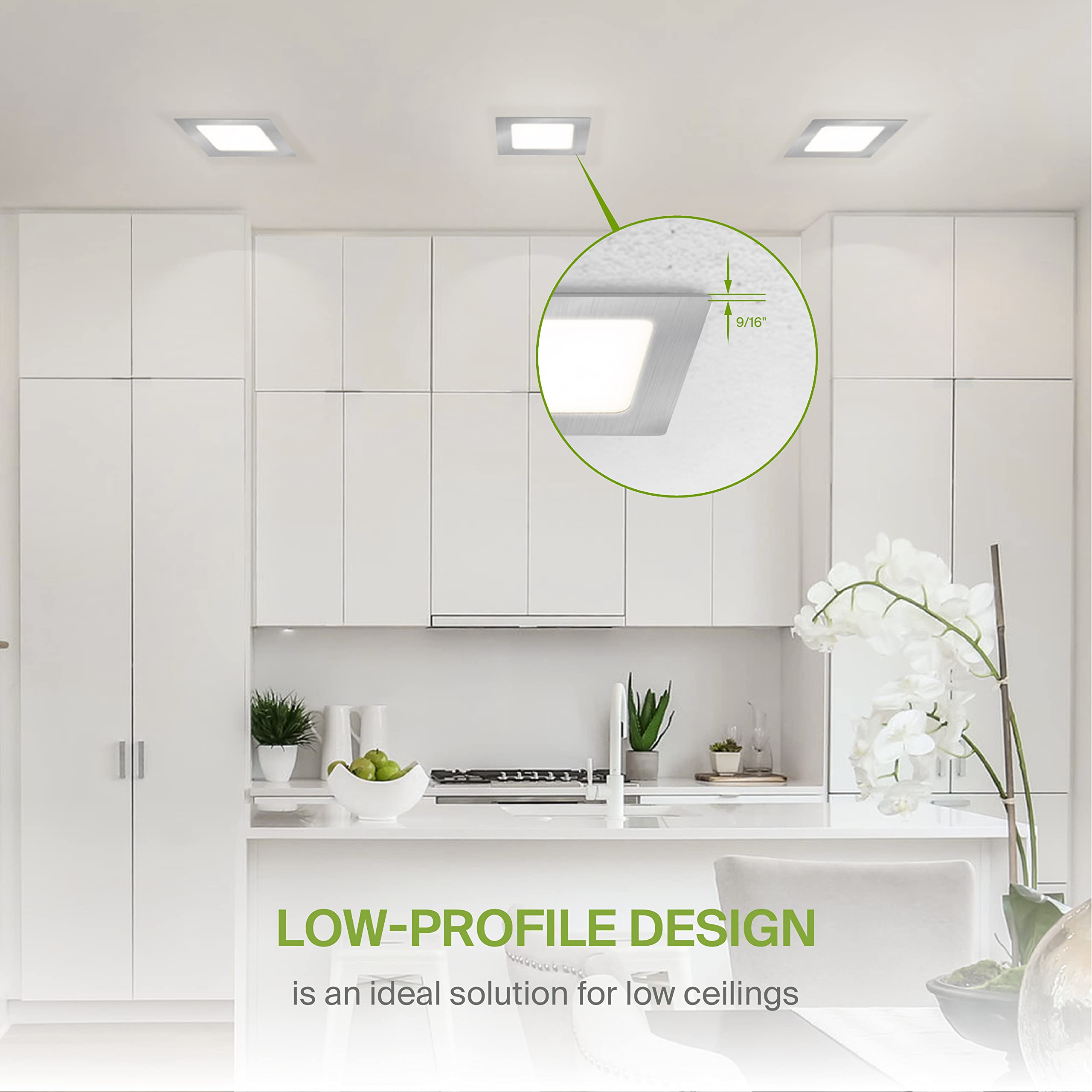 ASD 12 Pack LED Recessed Lighting, 4 Inch, Brushed Nickel, Dimmable, 12W, 5 CCT 2700K-5000K, Ultra