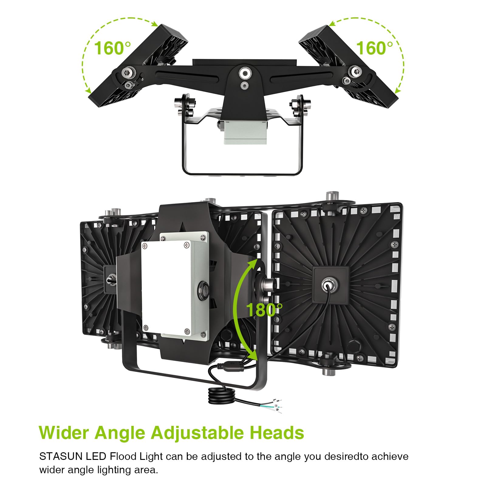 STASUN 150W Dusk to Dawn LED Flood Light, 15000lm, IP66 Waterproof, Black, Model 21031