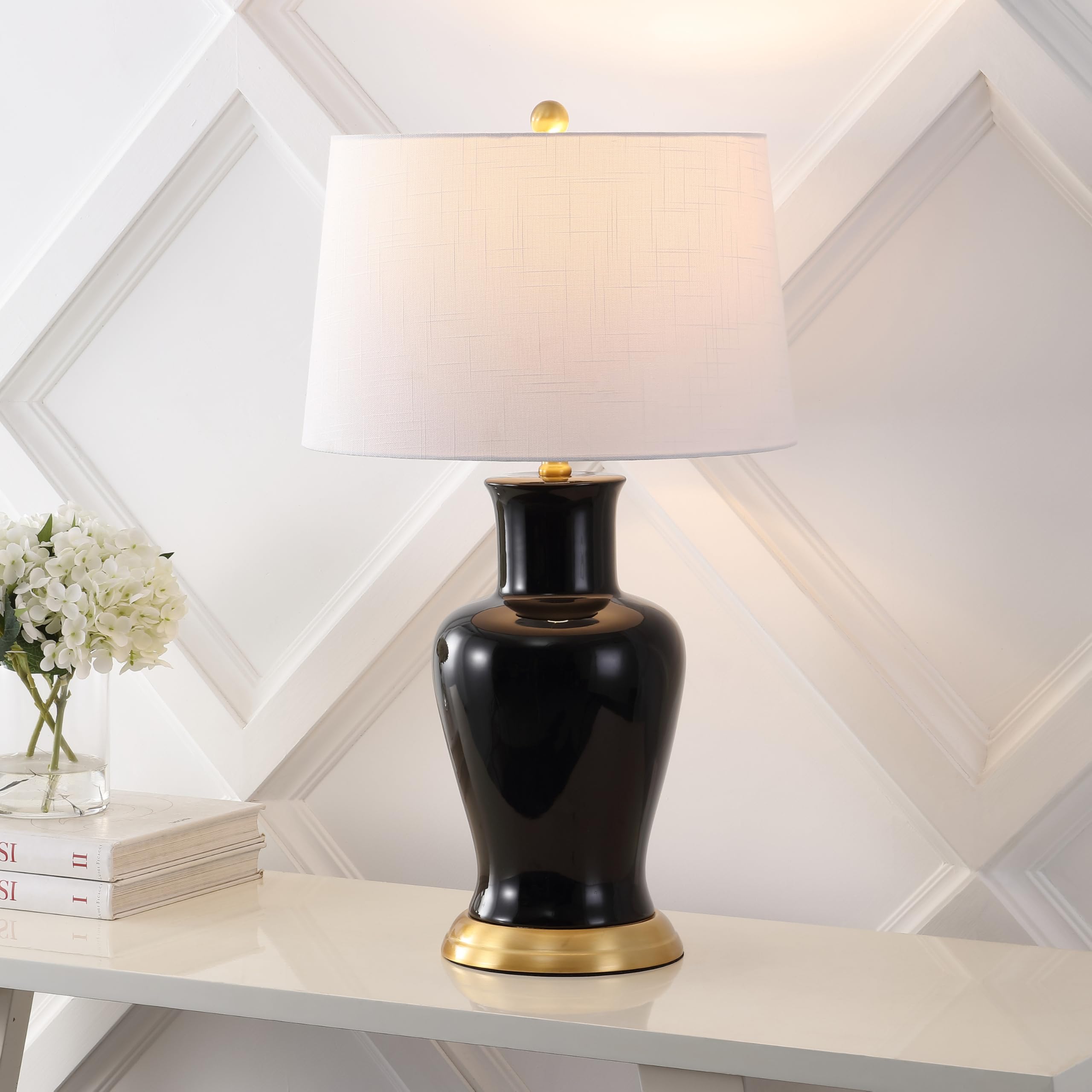 Jonathan Y Jyl4026F Julian 29'' Traditional Classic Ceramic Urn Led Table Lamp, Black For Bedroom, Living Room, Kitchen, Home Of